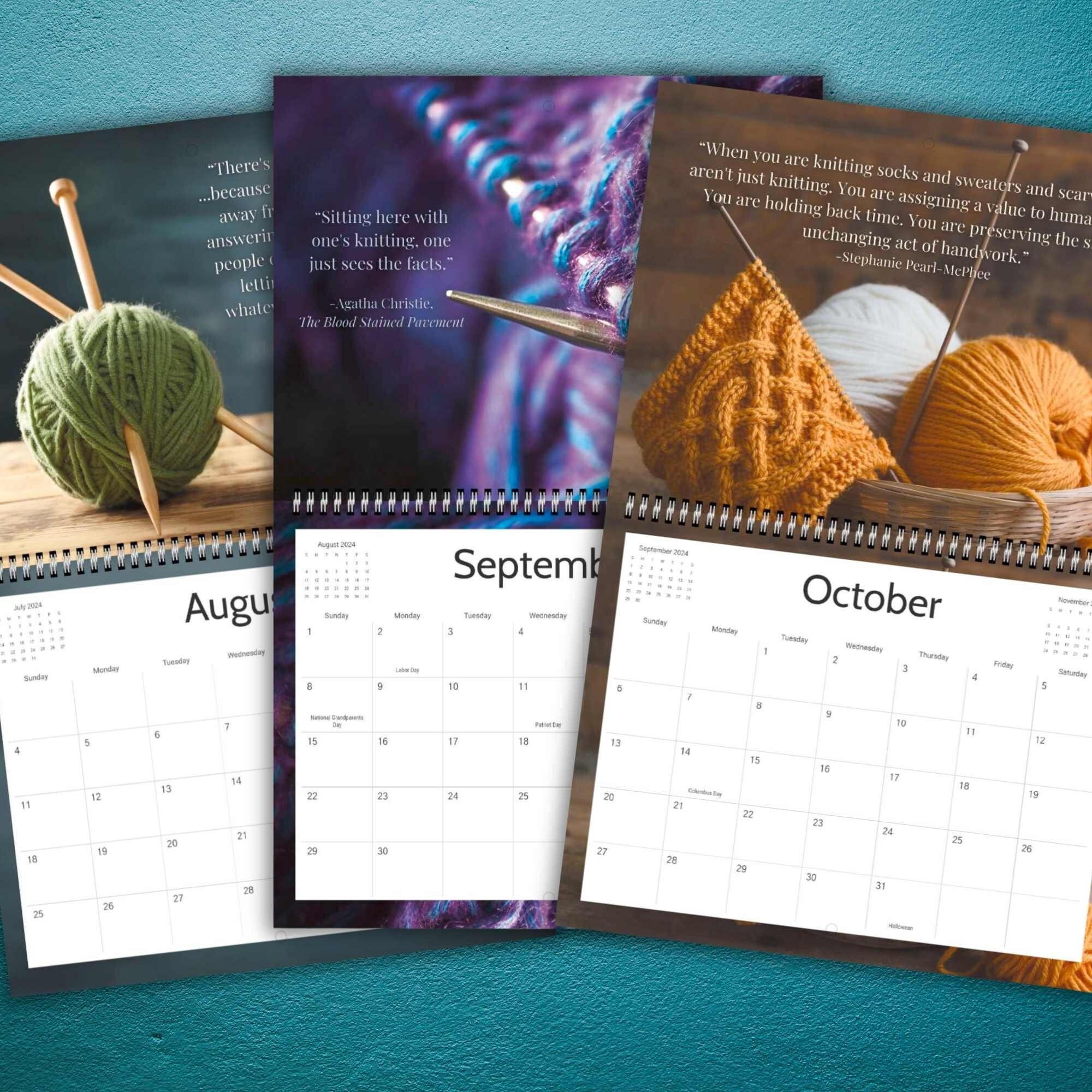 Knitting Calendar 2025 Inspirational Yarn Lover Quotes Craft Enthusiasts Creative Knit Imagery U0026 Quotes Gift For Women Wall Home Decor Etsy