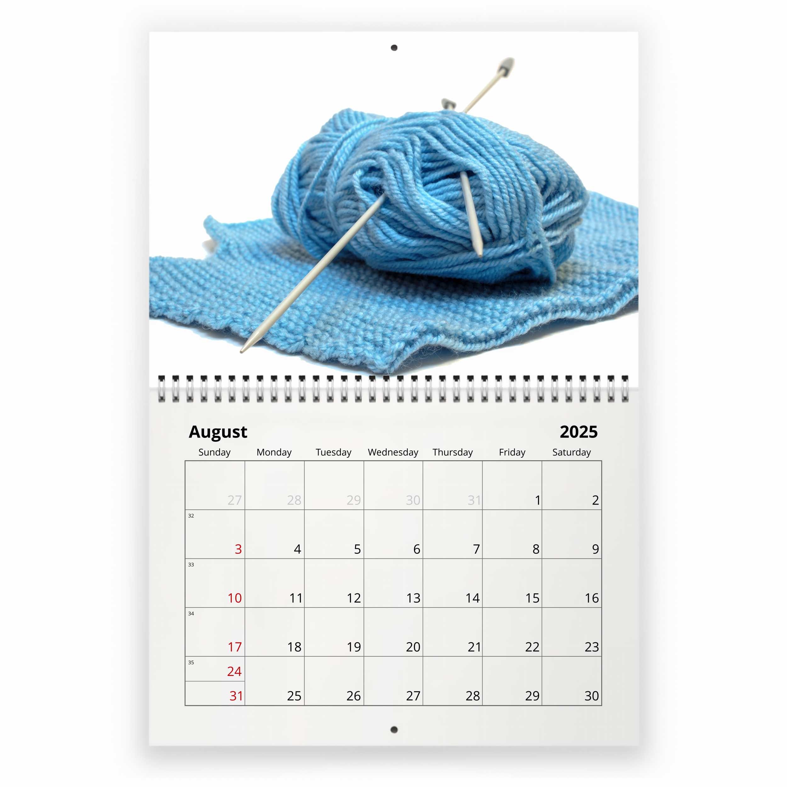 Knitting Crochet 2025 Wall Calendar
