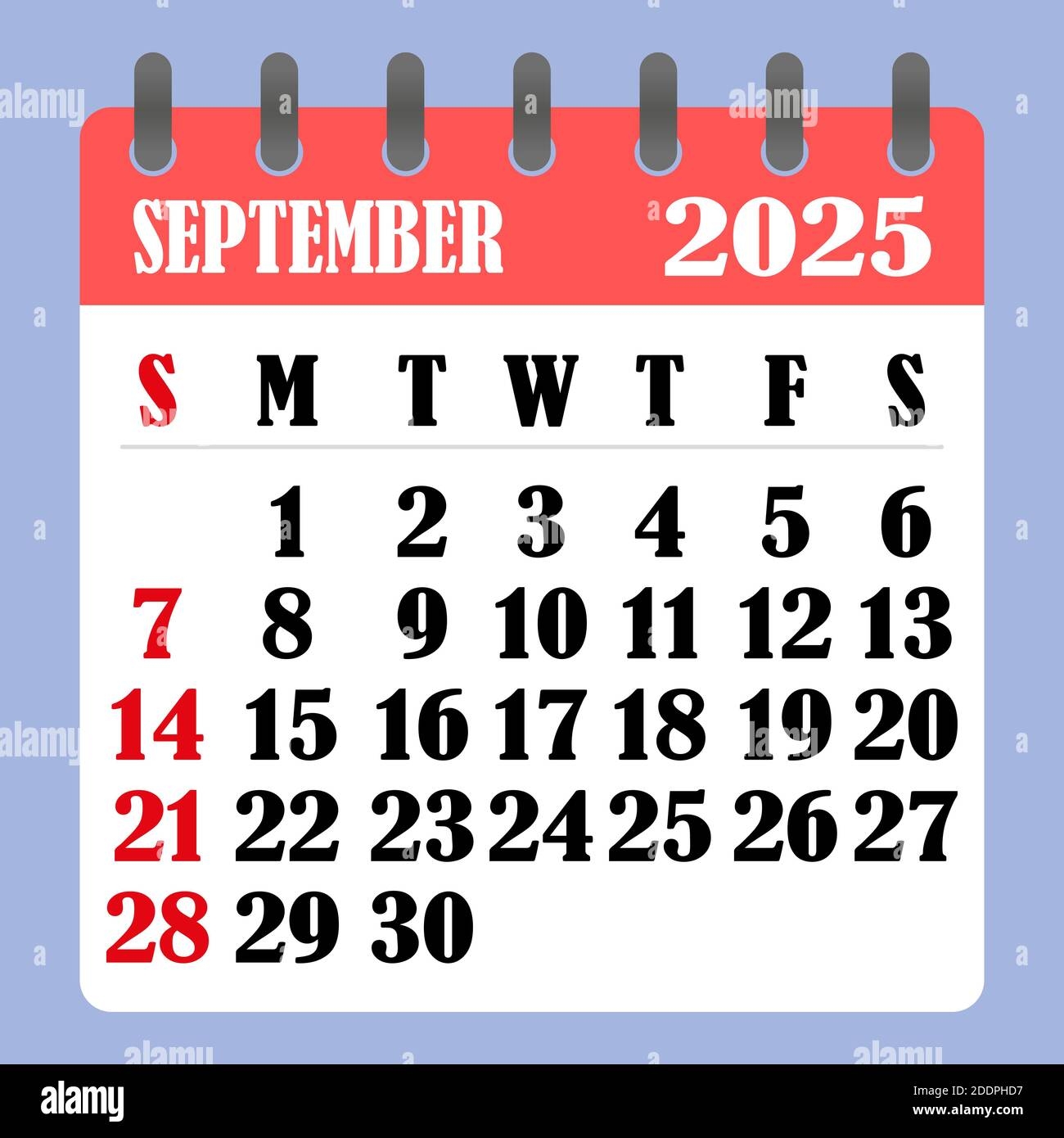 Letter Calendar For September 2025 The Week Begins On Sunday Time Planning And Schedule Concept Flat Design Removable Calendar For The Month Vec Stock Vector Image U0026 Art Alamy