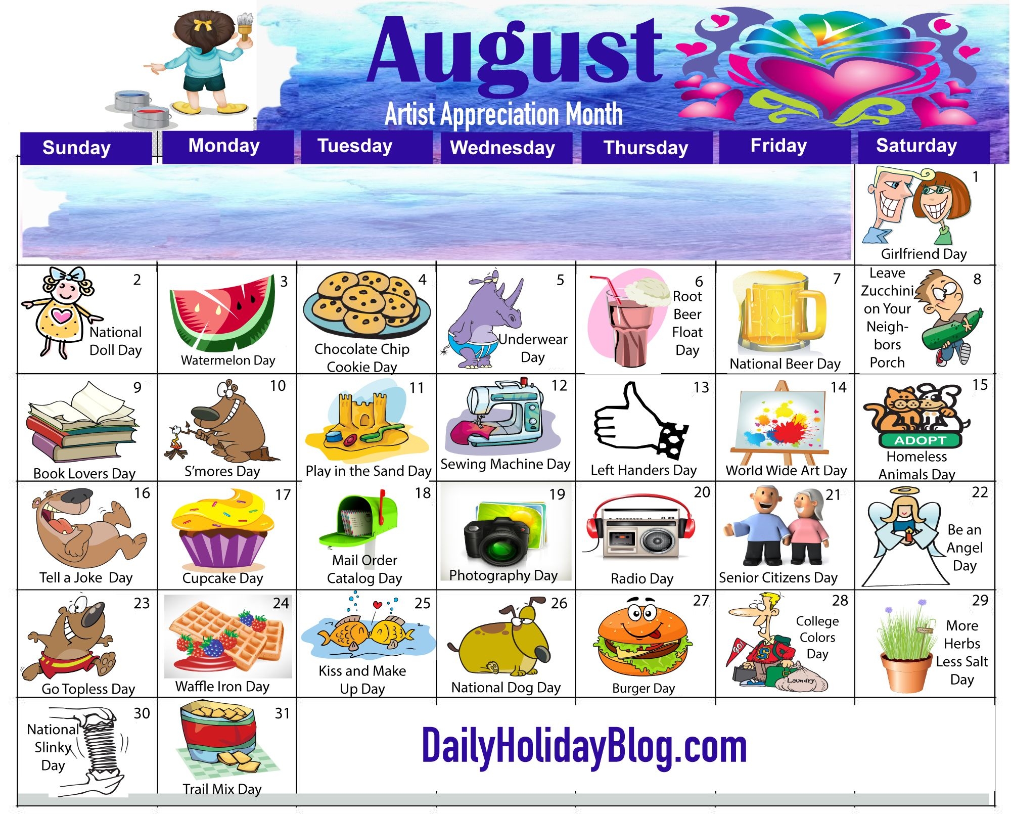 August 2025 National Day Calendar