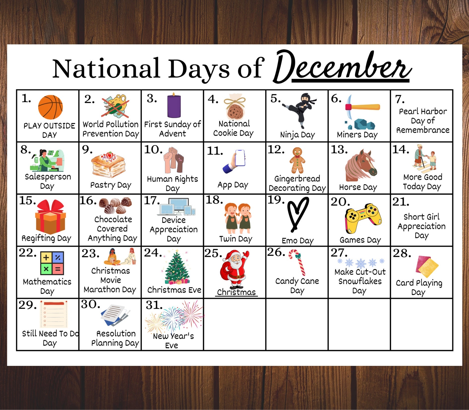 National Days Calendar December 2025