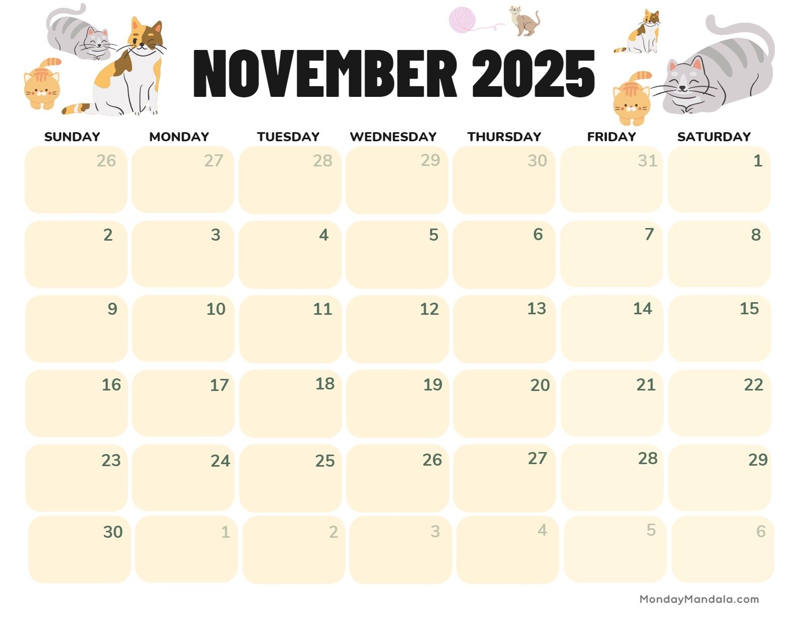 Show Me A 2025 November Calendar