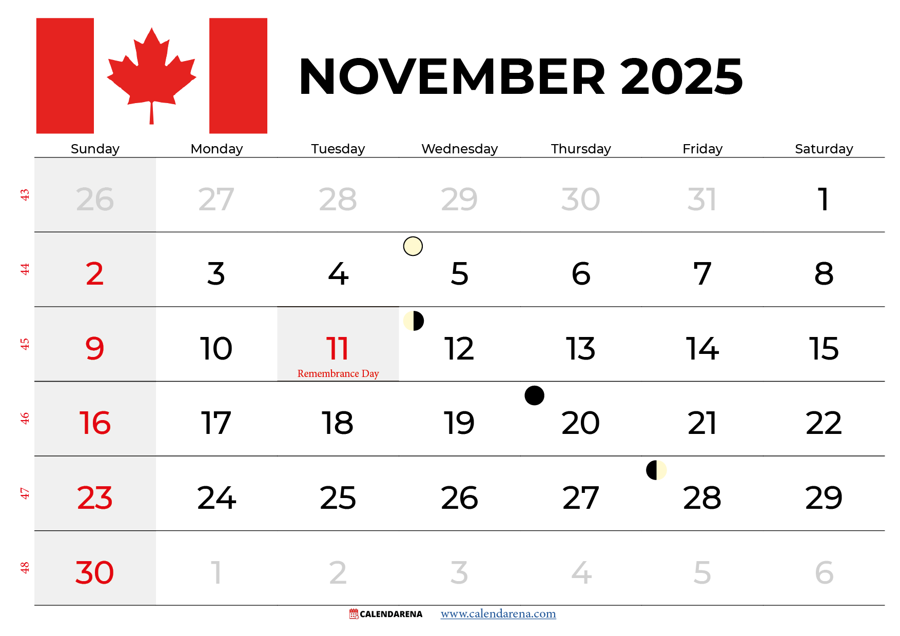 Holidays In November Calendar 2025