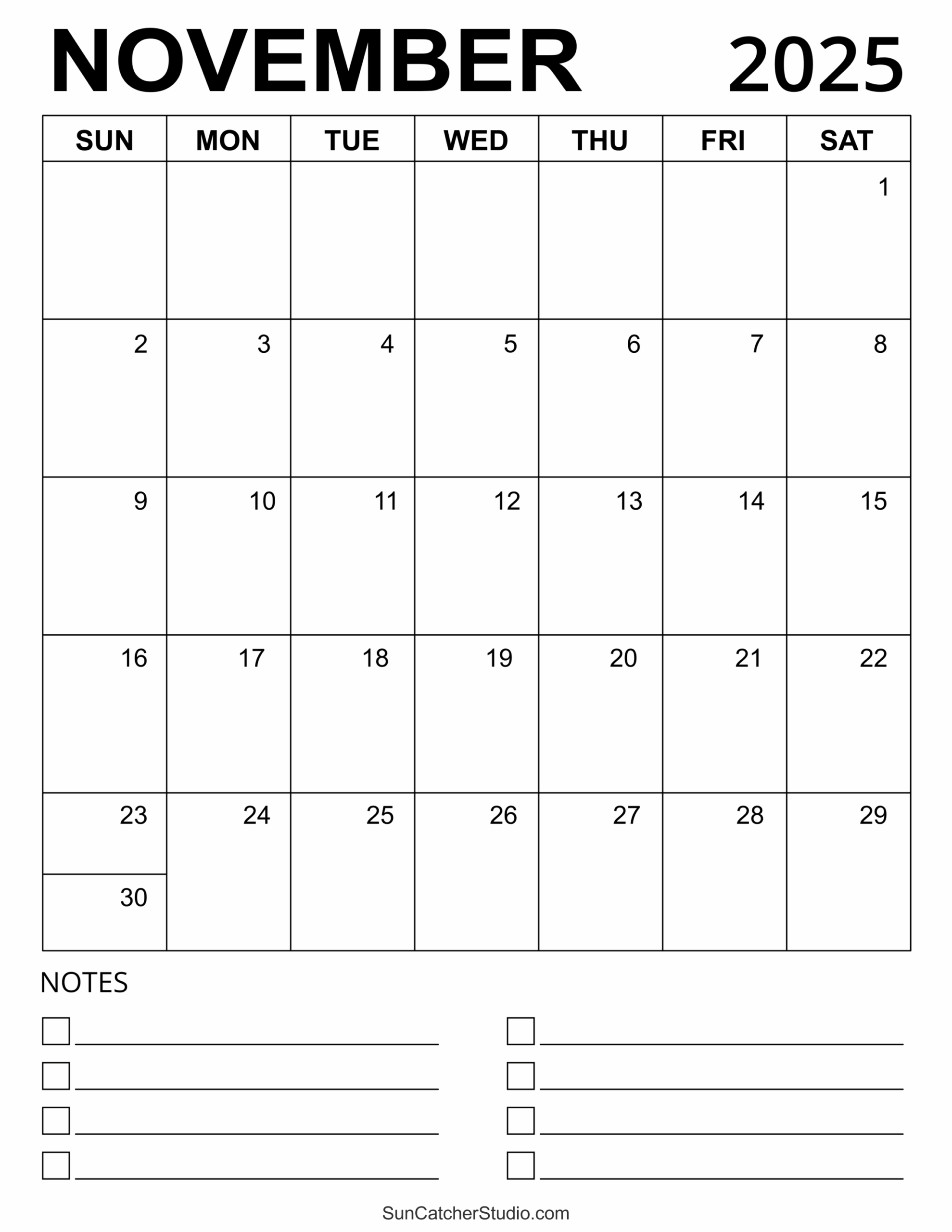November 2025 Calendar Free Printable Free Printables November 2025 Calendar Free Printable Free Printables