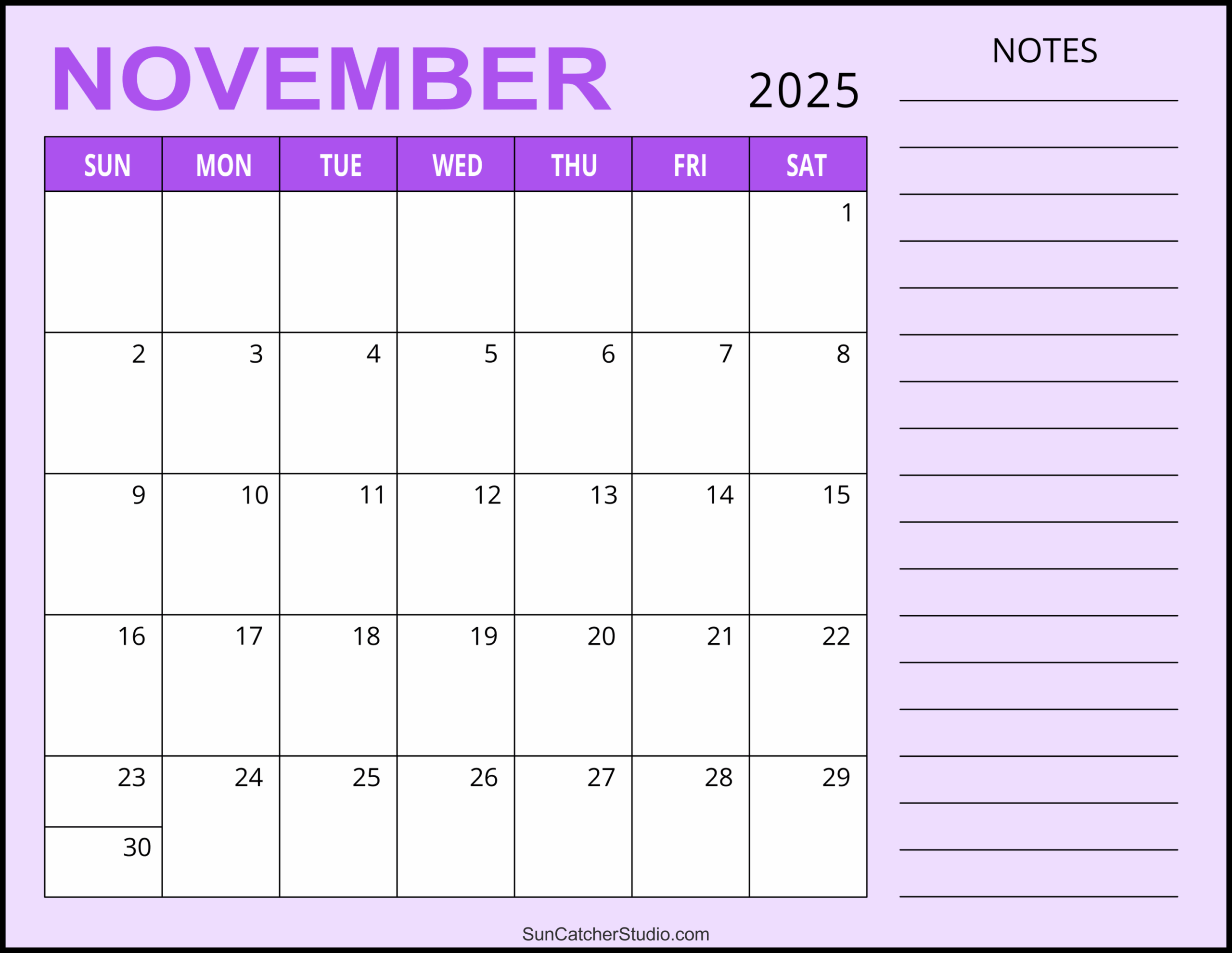 November 2025 Calendar Free Printable Free Printables November 2025 Calendar Free Printable Free Printables