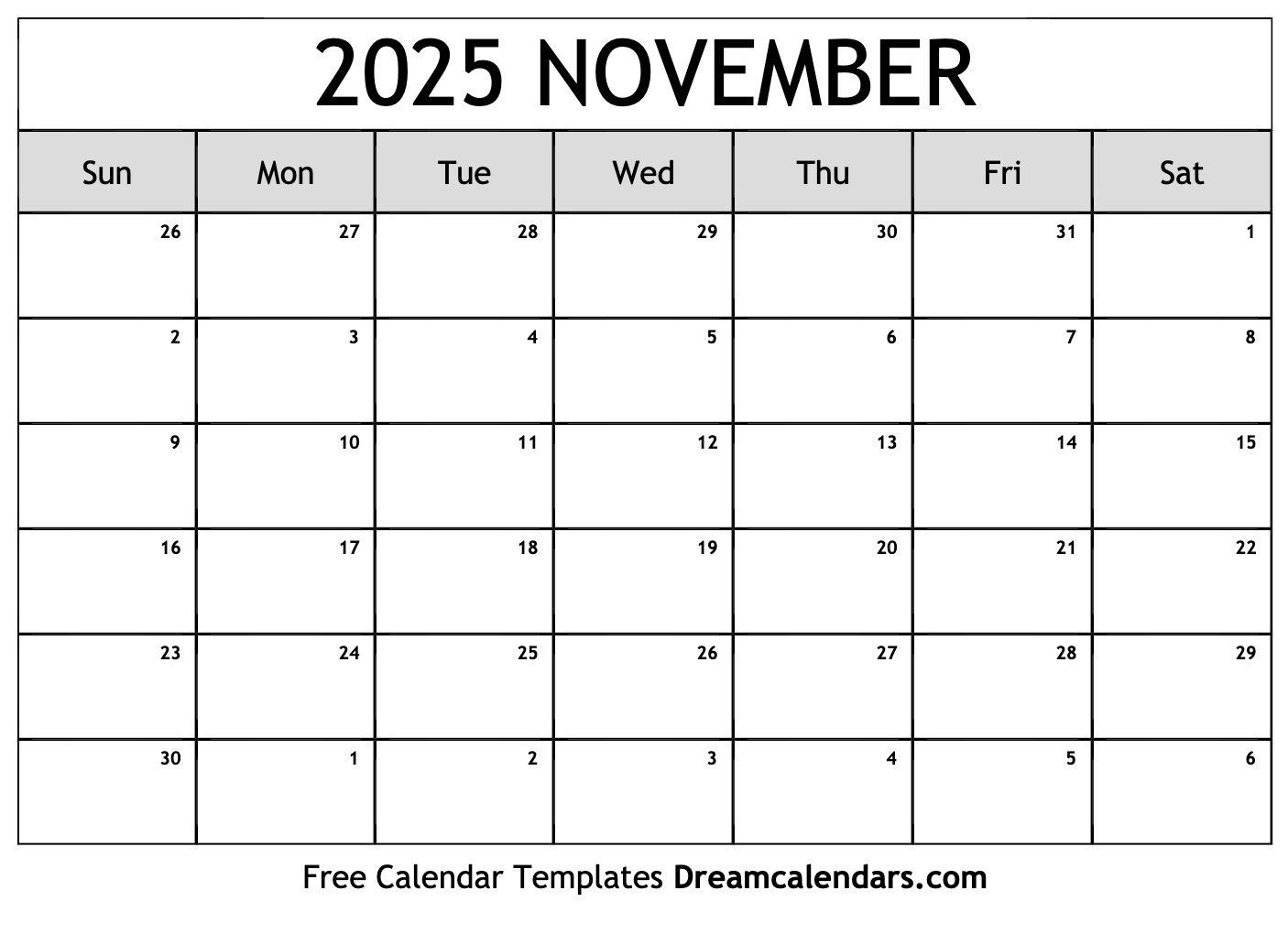 2025 Calendar November Month Festival