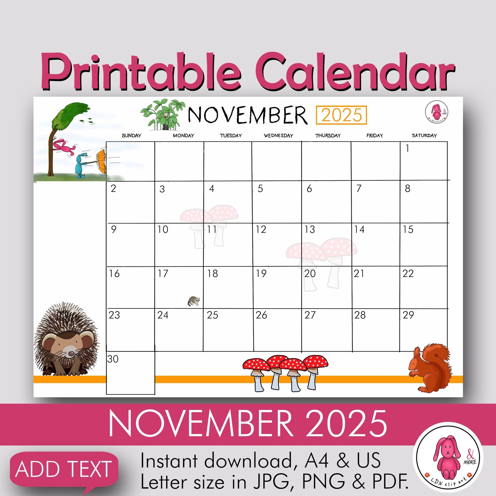November 2025 Vertical Calendar