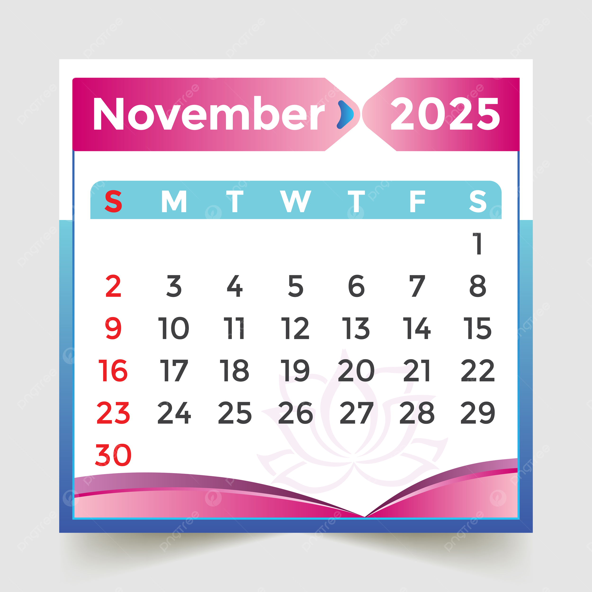November 2025 Calendar PNG Transparent Images Free Download Vector Files Pngtree