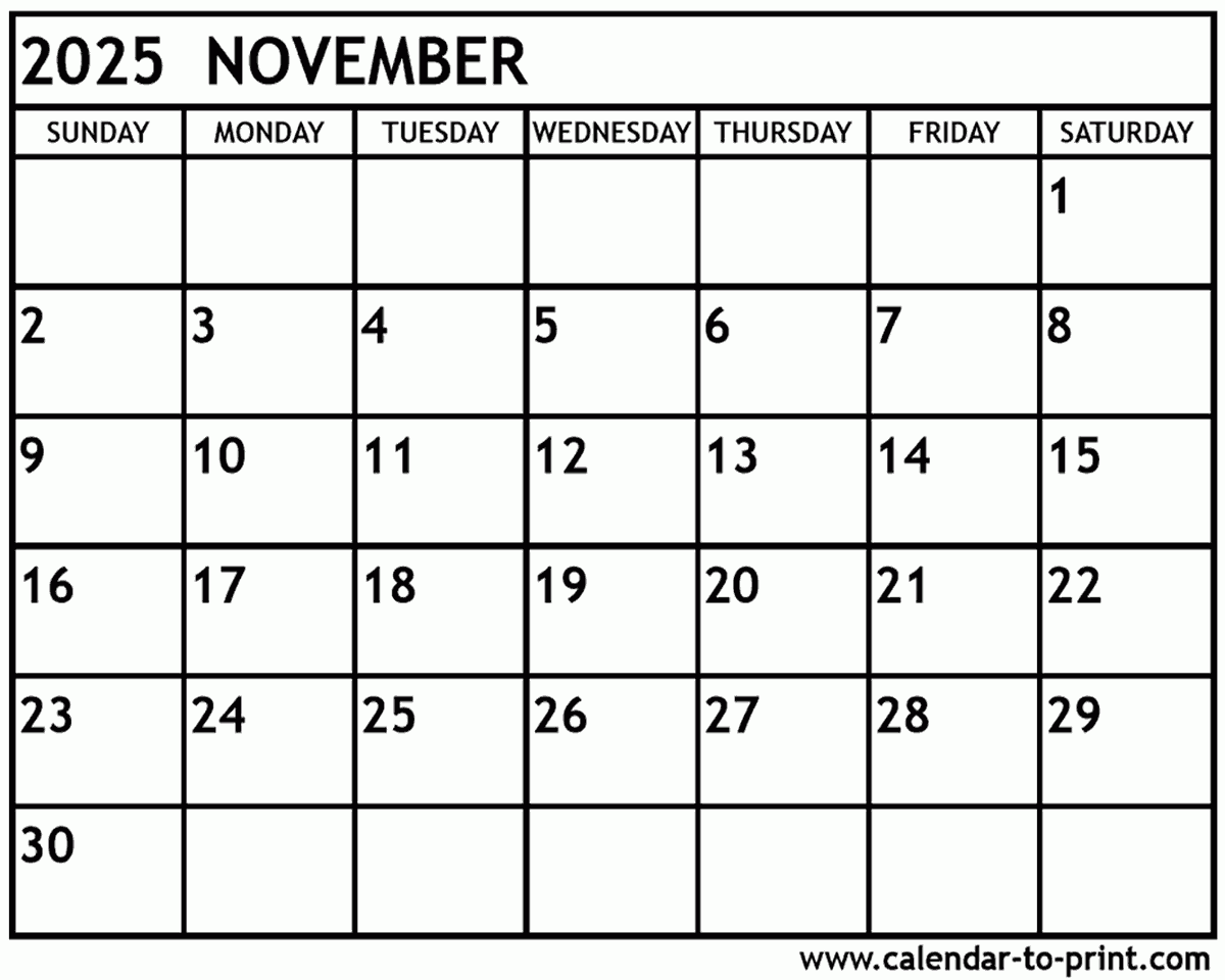 Calendar Tempalte Drive November 2025