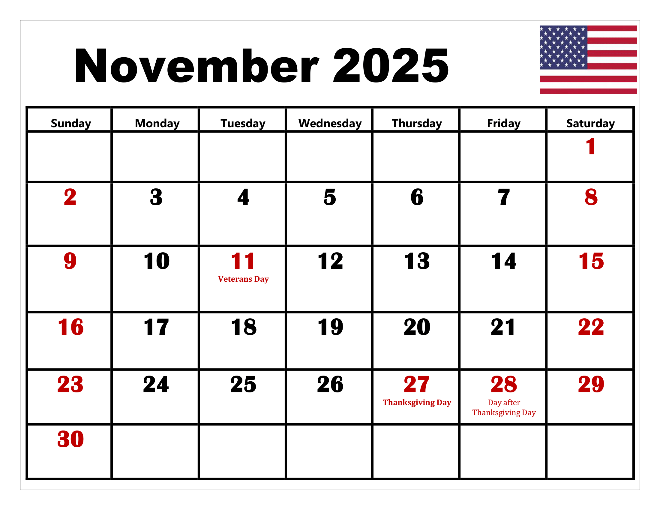 November 2025 Kids Calendar