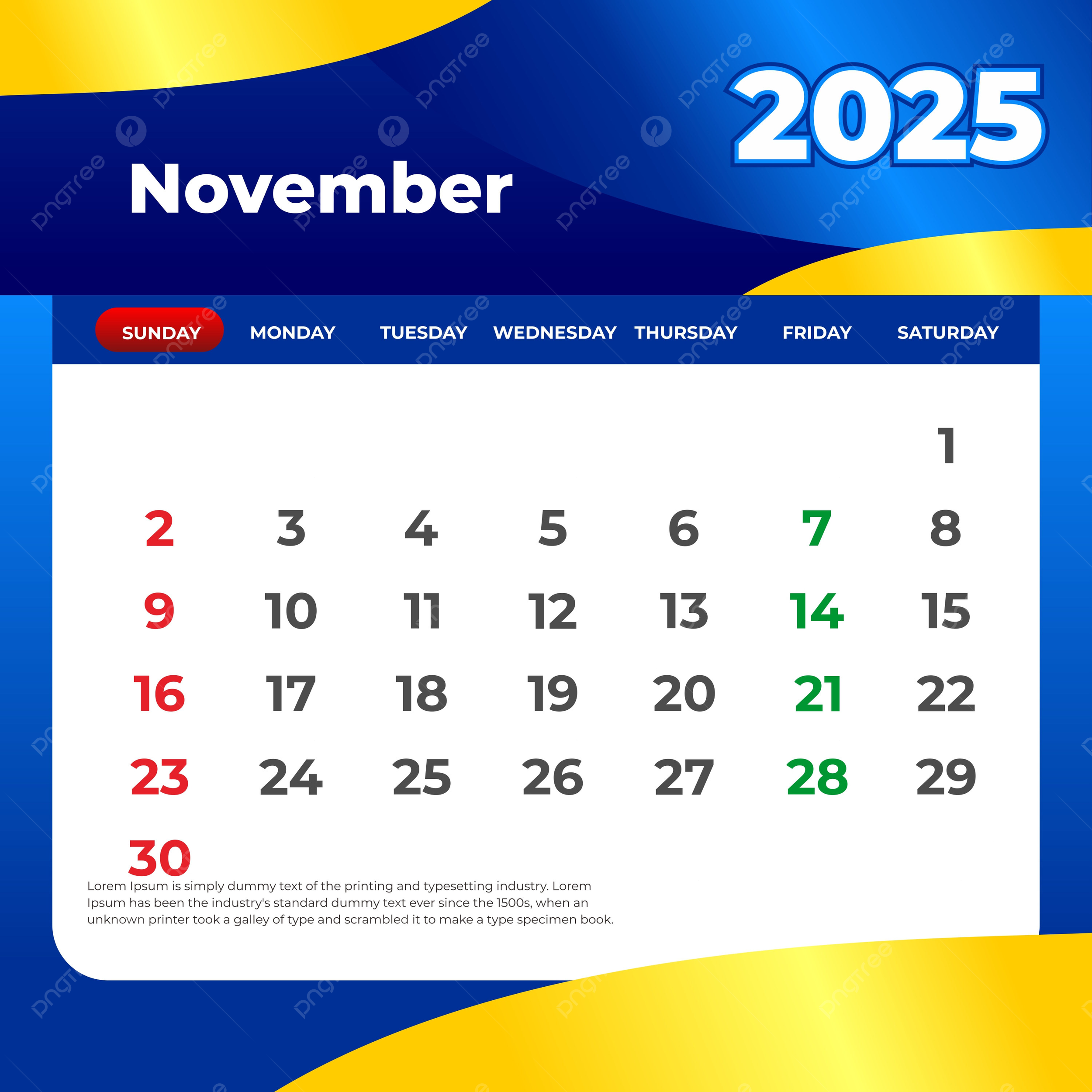 November Haircut Calendar 2025
