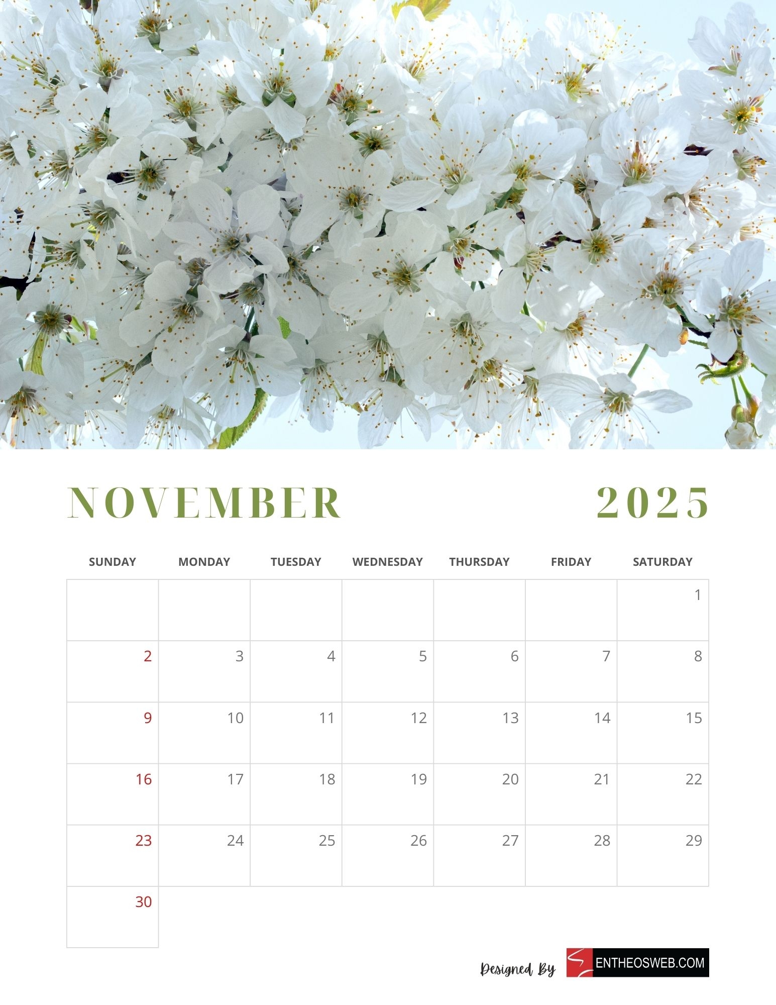 November 2025 Calendars EntheosWeb