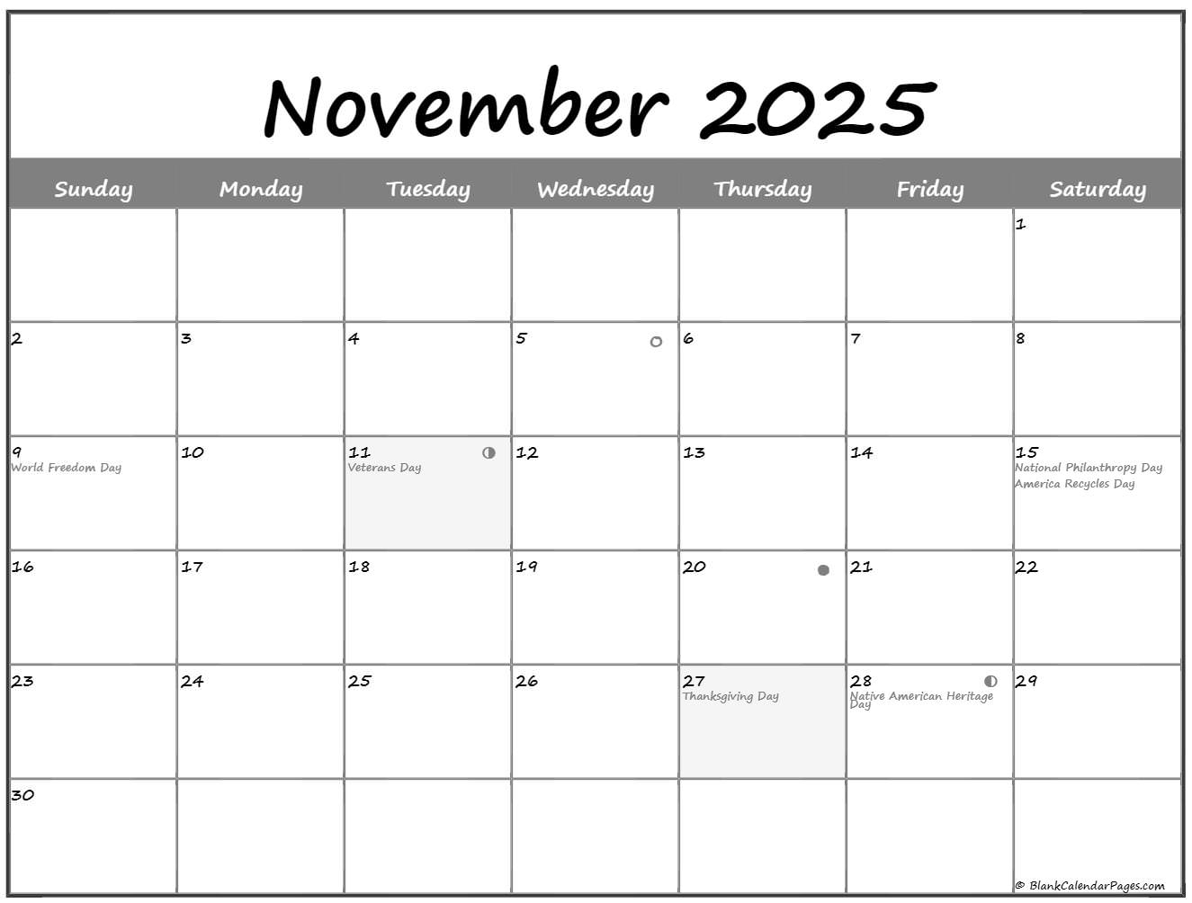 November 2025 Lunar Calendar Moon Phase Calendar