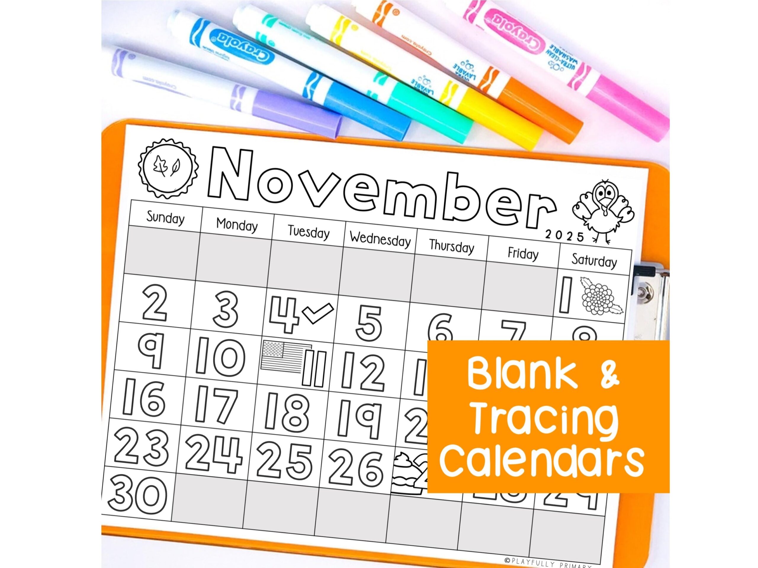 November Calendar 2025 For Kids
