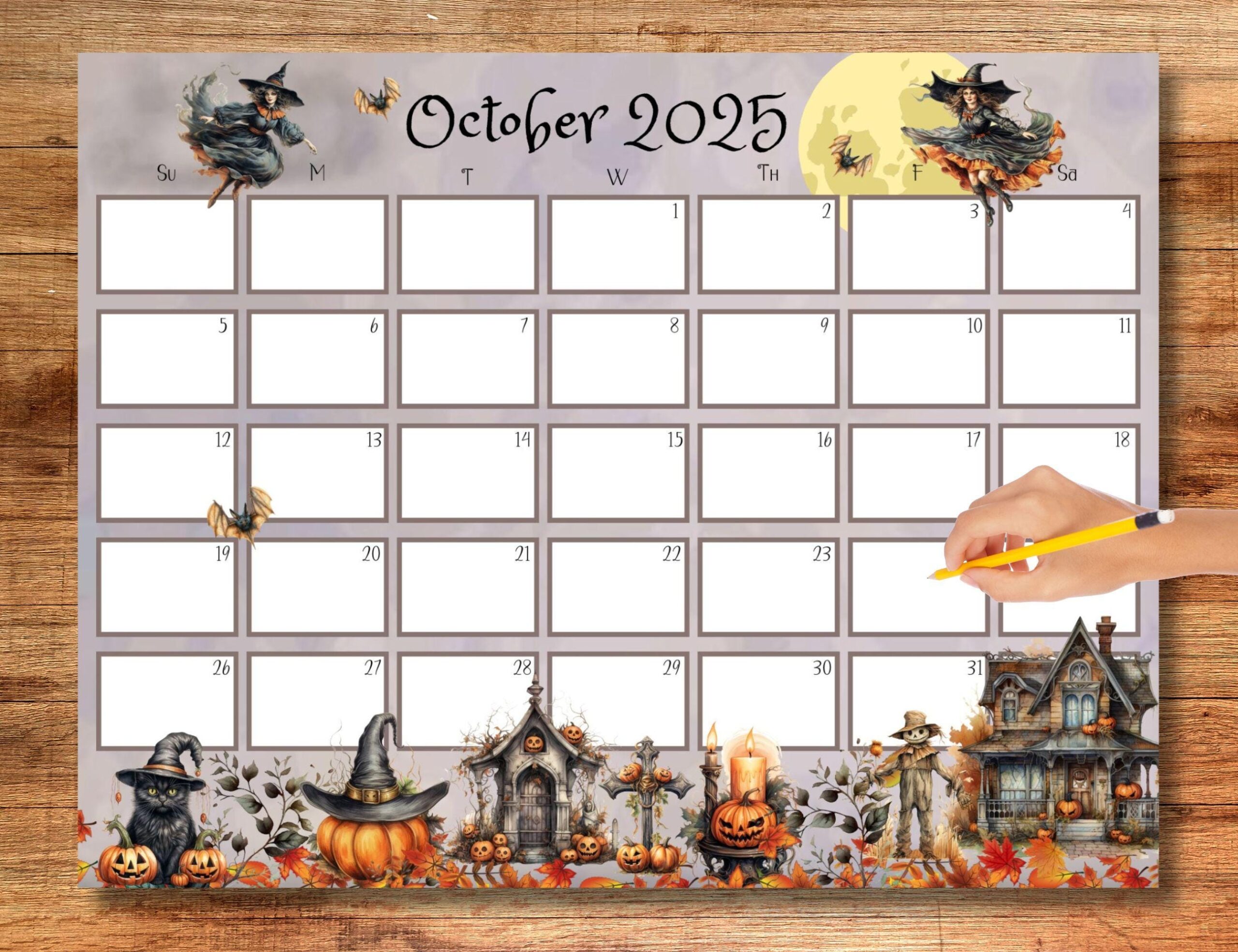October 2024 Calendar Printable Etsy Norway