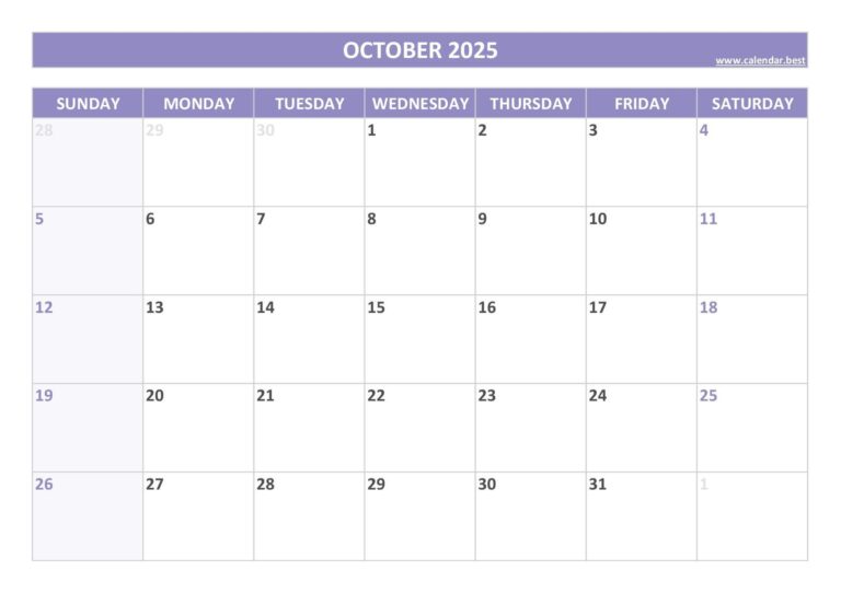 October 2025 Calendar Calendar best