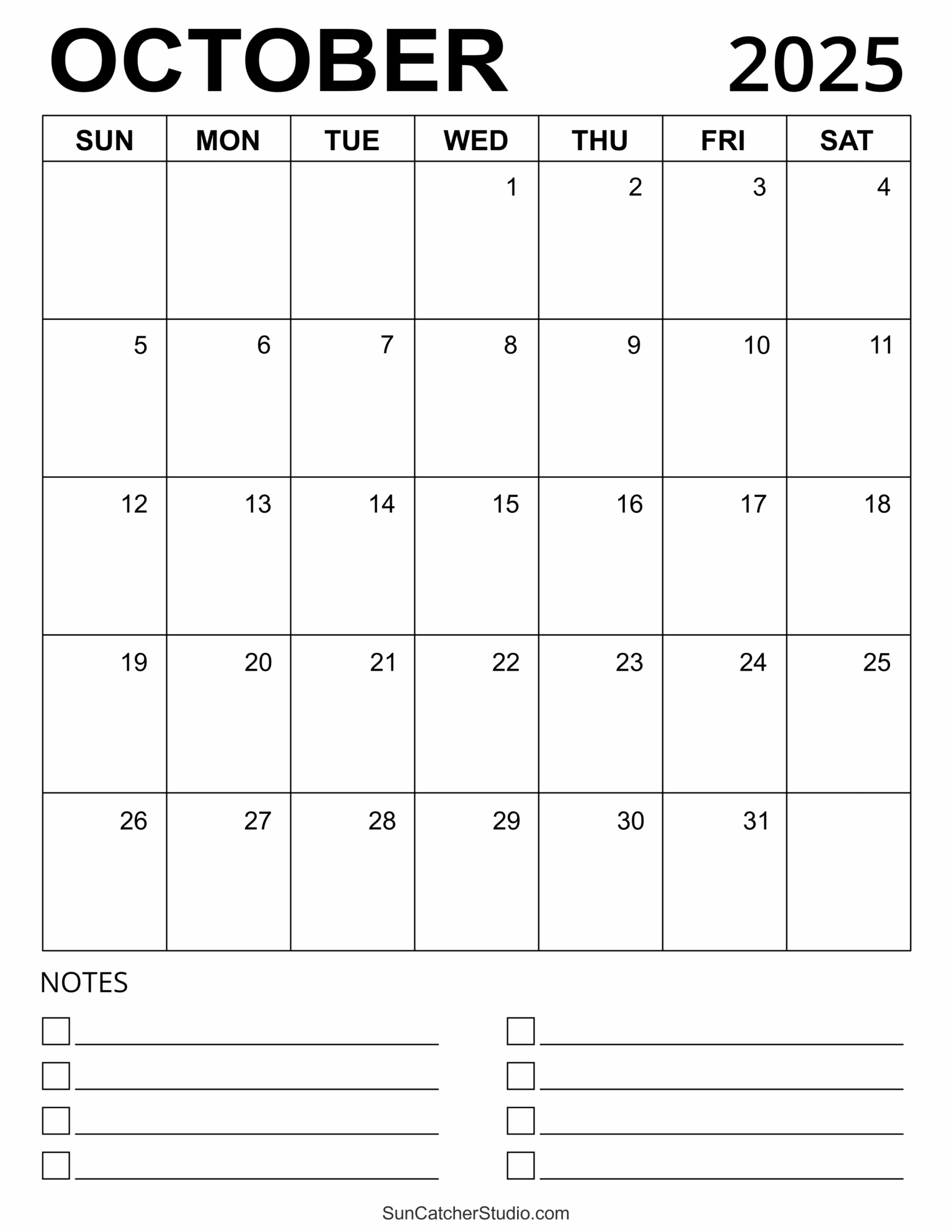 October 2025 Calendar Free Printable Free Printables 