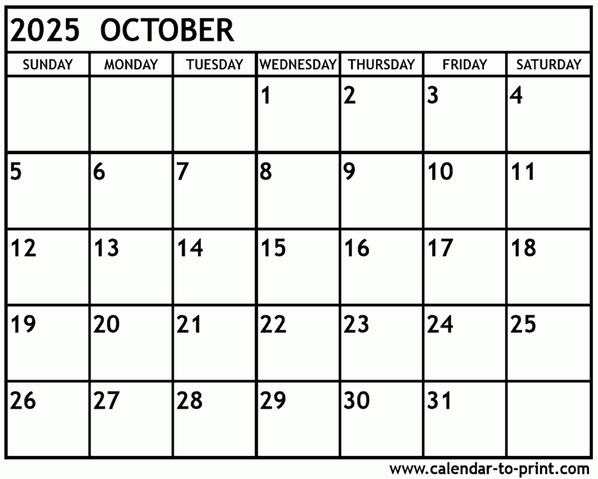 October 2025 Activity Calendar