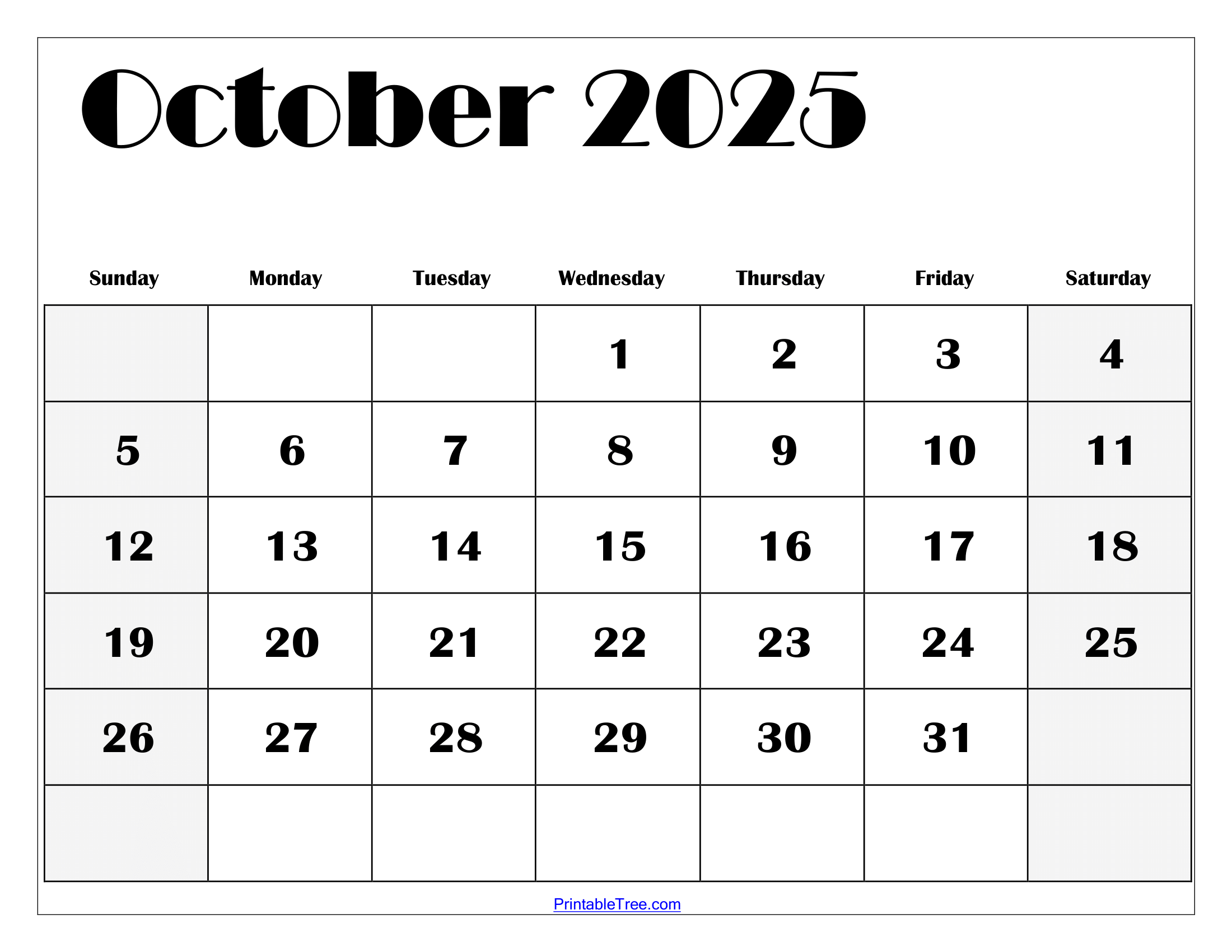 Blank Calendar For October And November 2025