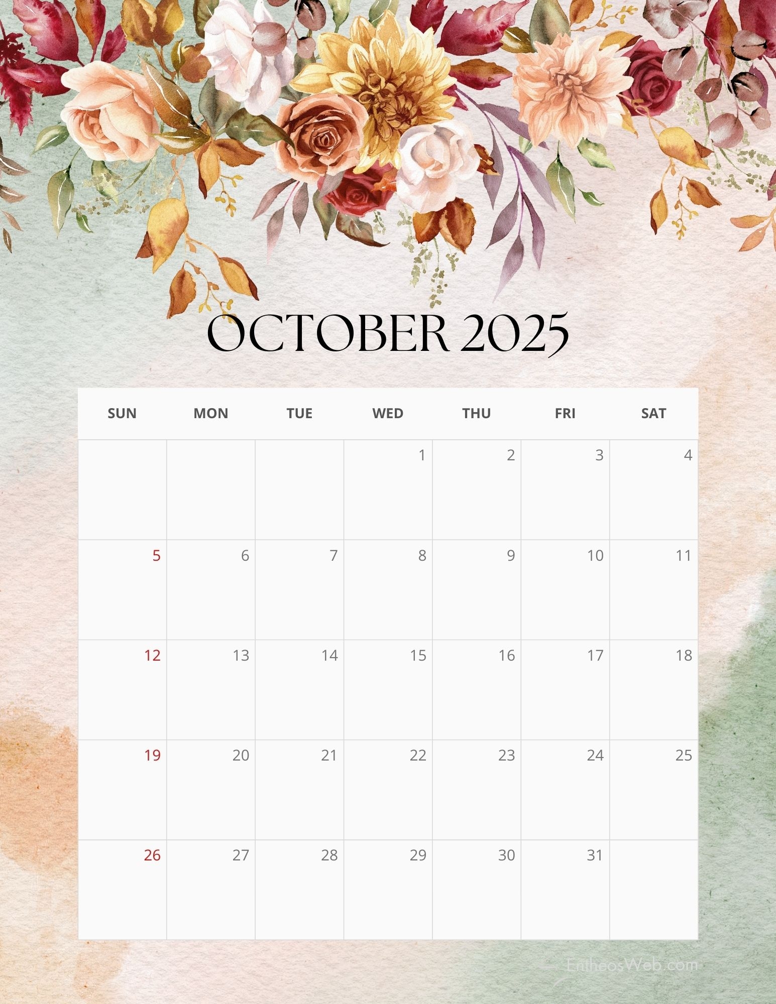October 2025 Calendar Wallpaper Free