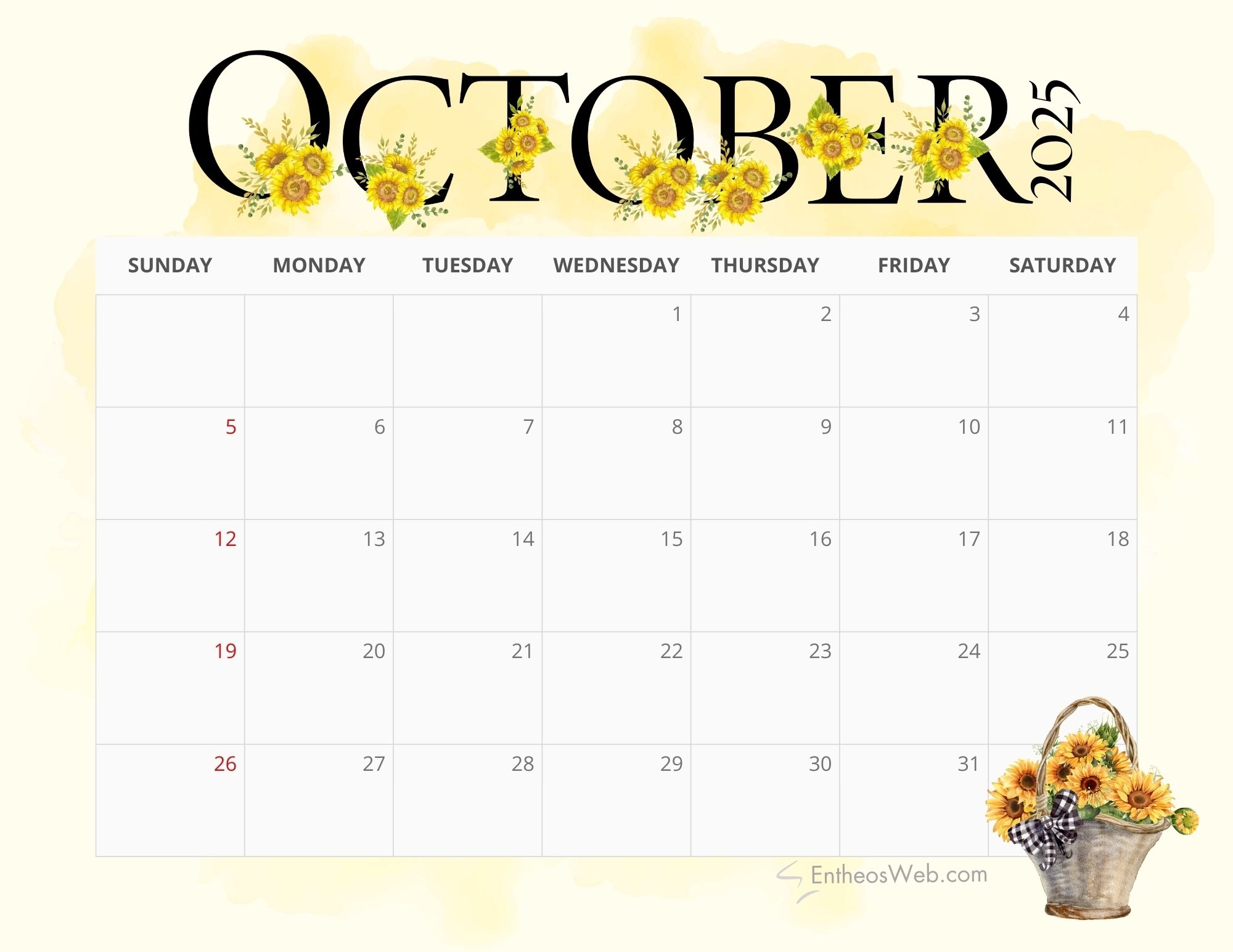 October 2025 Calendaer