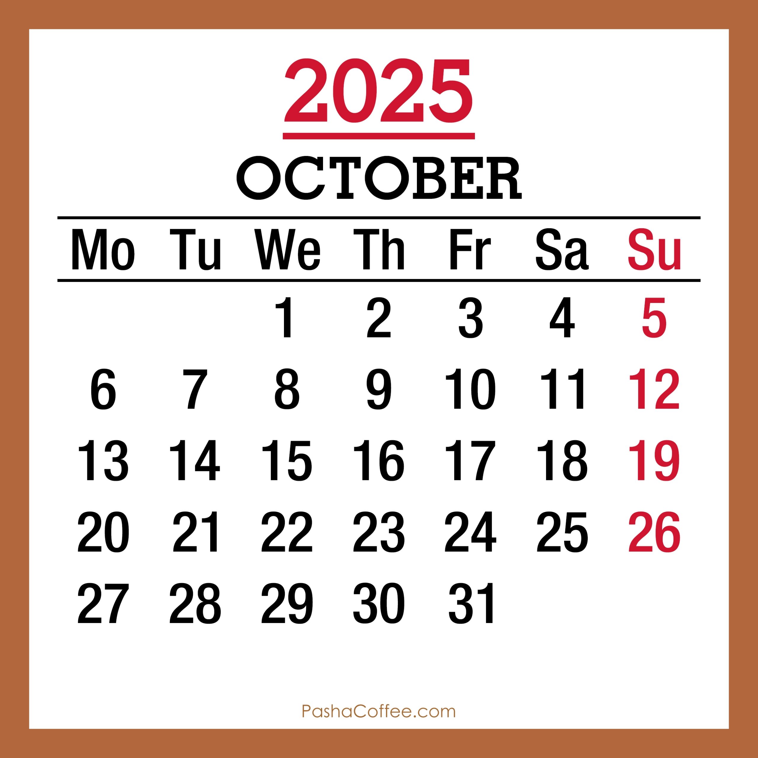 October 20 Calendar 2025