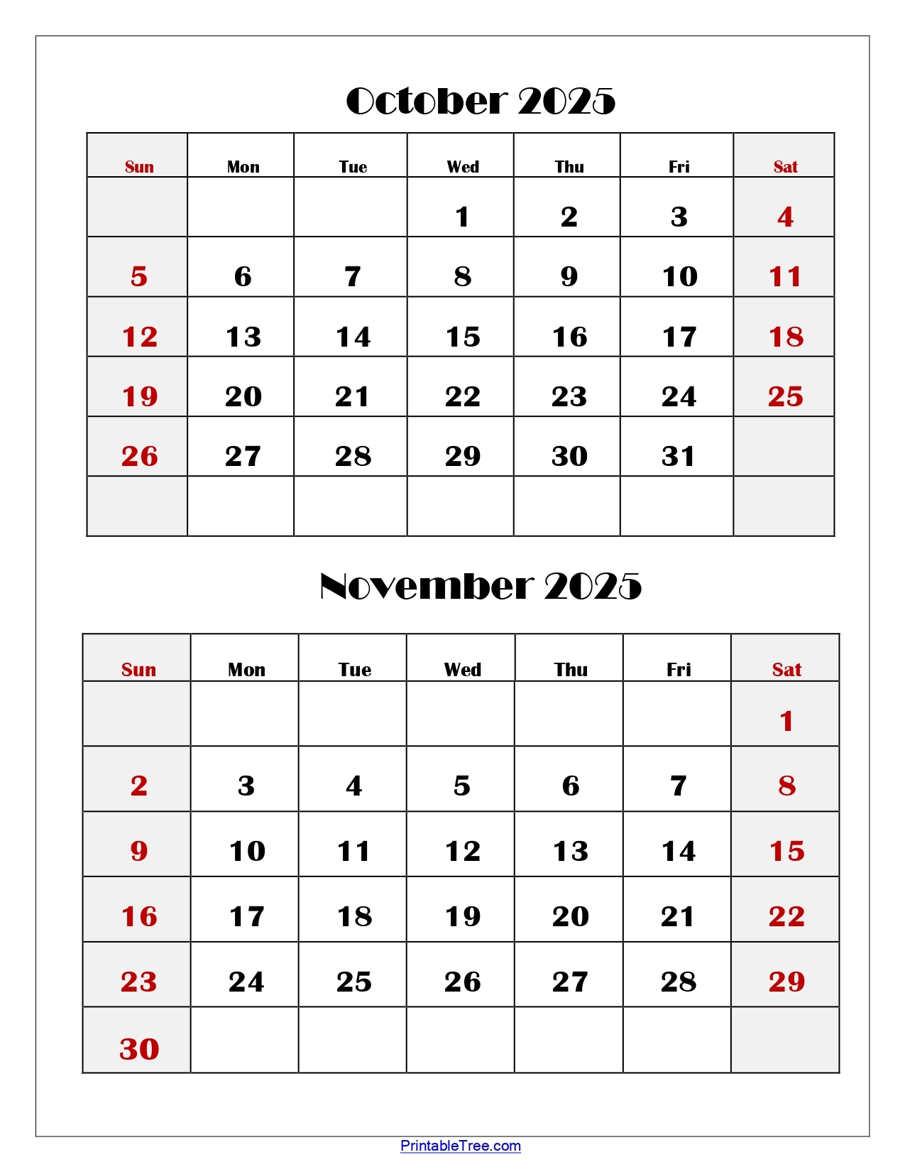 Free Printable October November Calendar 2025 - Printable Calendar 2025-2026