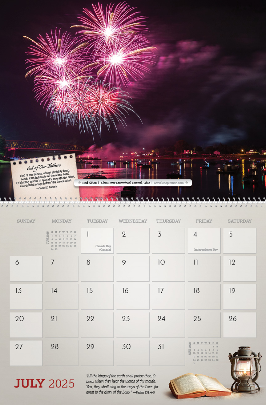 July Calendar 2025 Fireworks