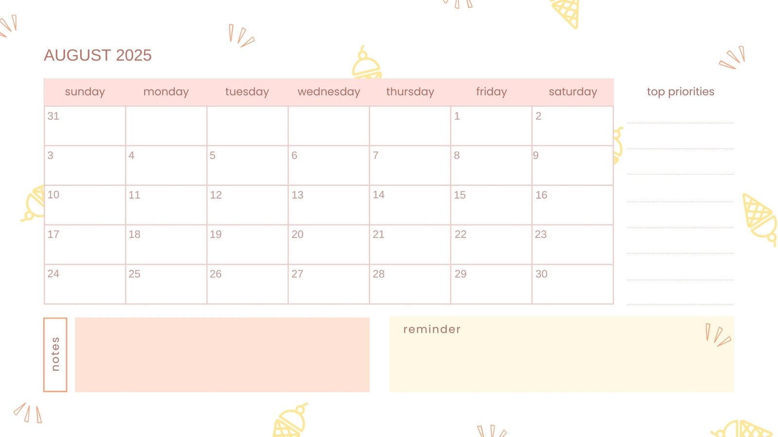 Canva August 2025 Calendar