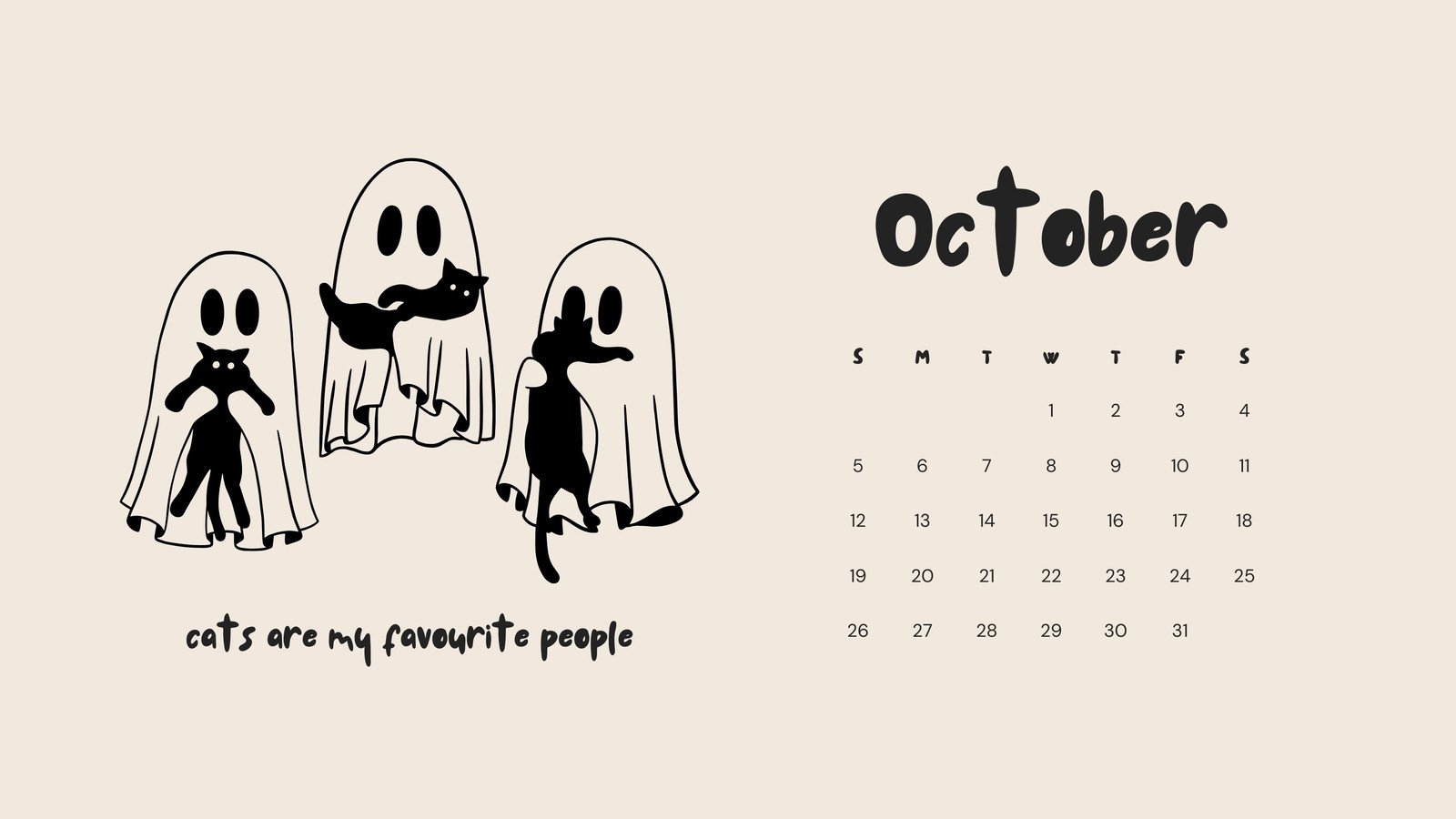 October 2025 Calendar Desktop Background