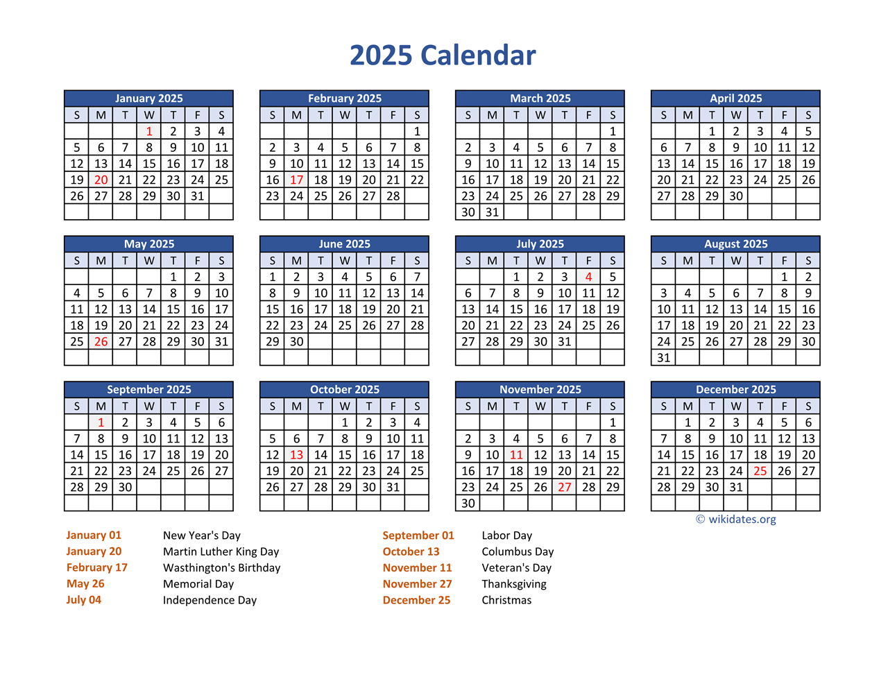 December 2025 Calendar With Federal Holidays