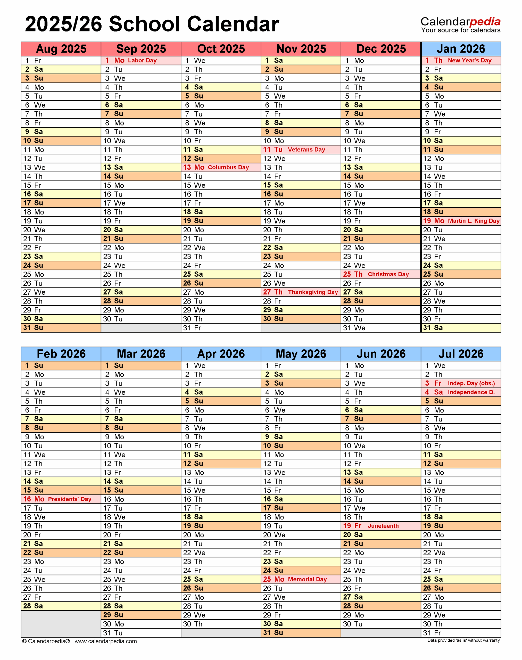 Augusta County 2025 2026 School Calendar Printable