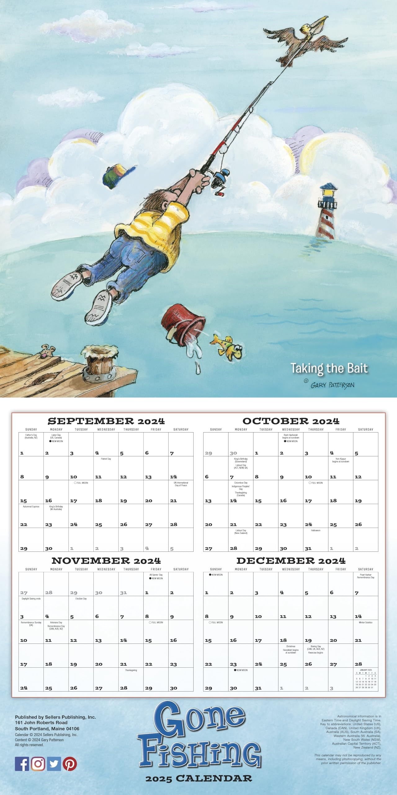 Sellers Publishing Gone Fishing 2025 12 X 12 Wall Calendar