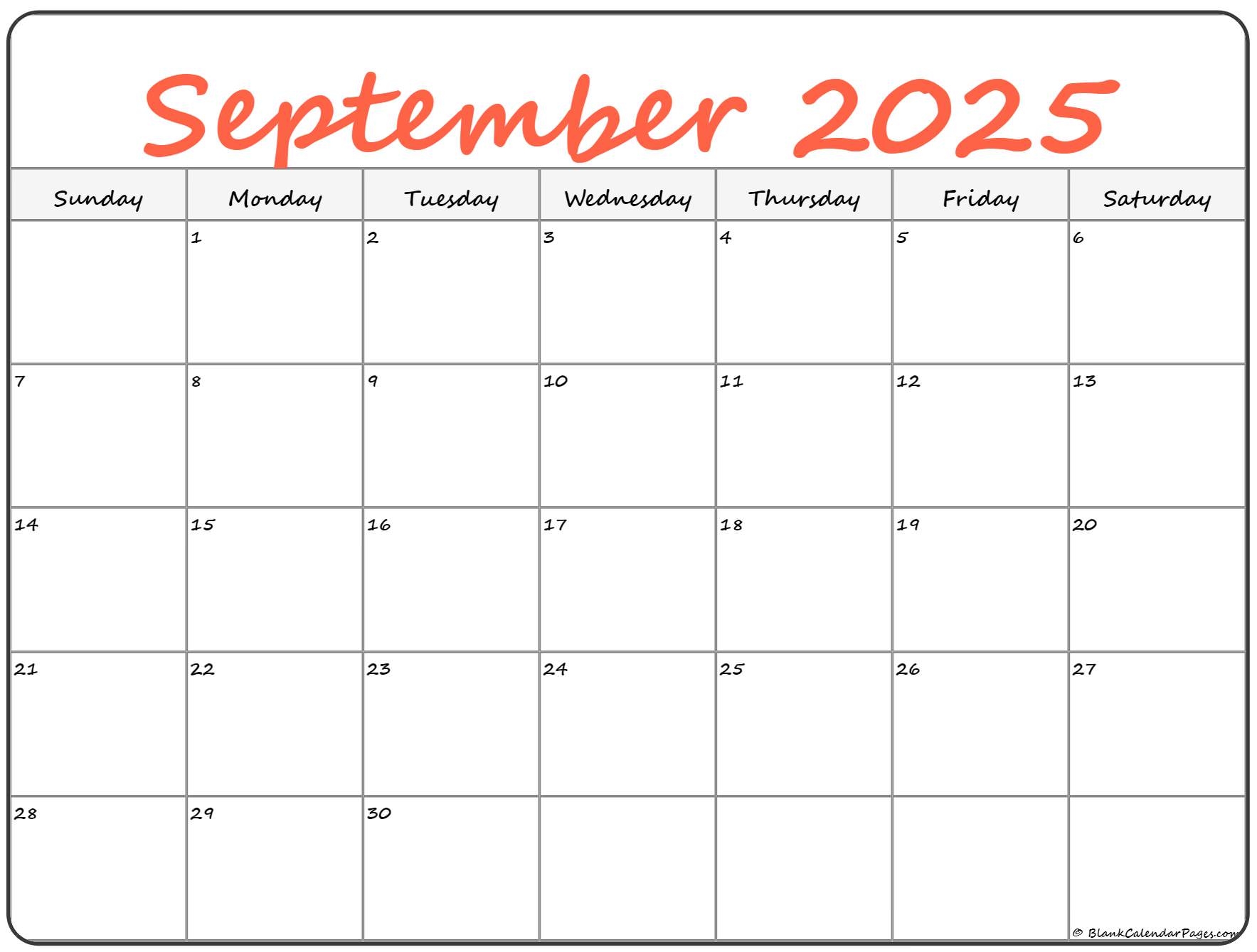 September 2025 Calendar Cute Printable