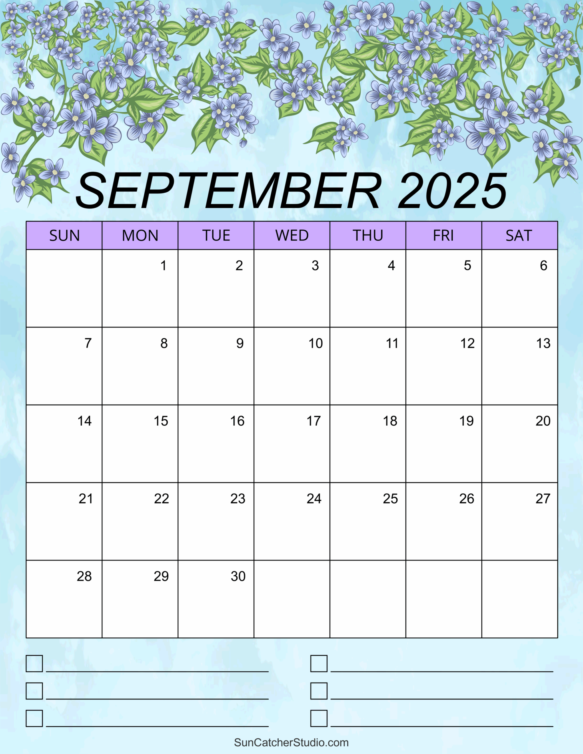 Blue Edge Free Calendar September 2025