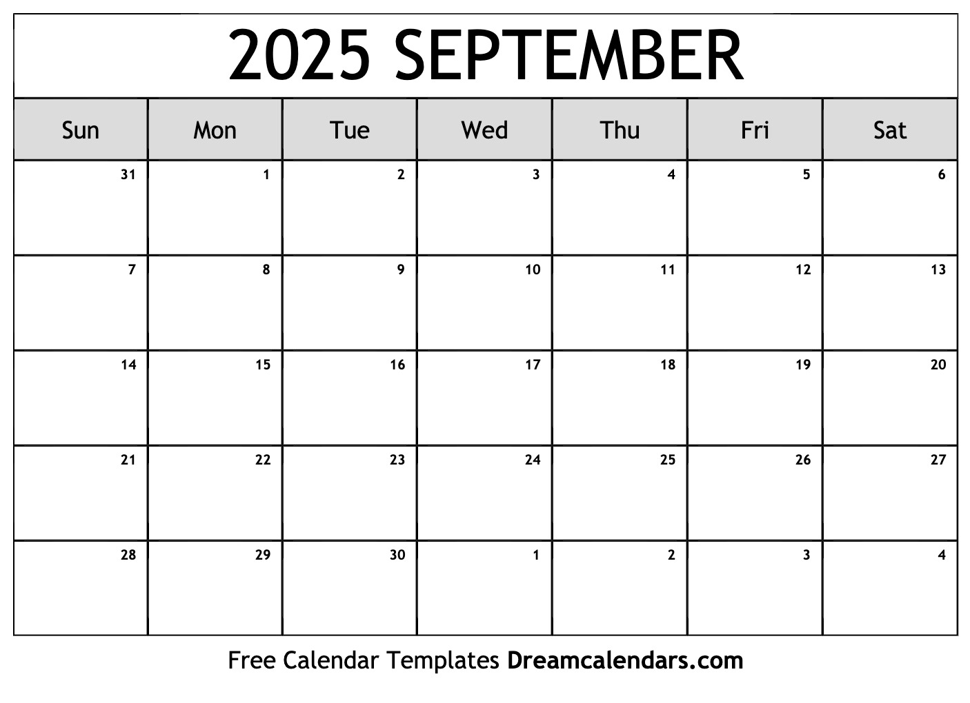September 2025 - September 2026 Calendar