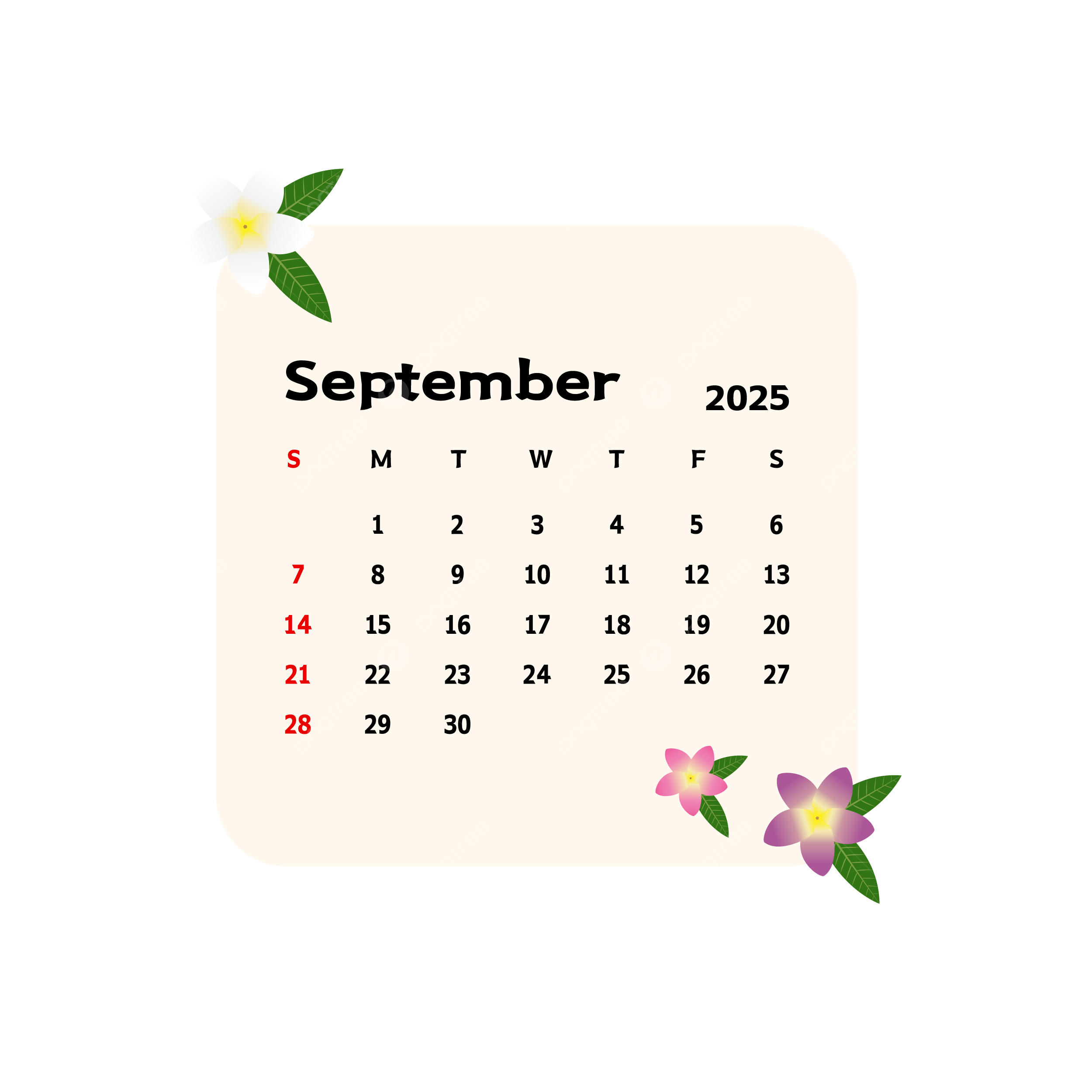 September 2025 Calendar PNG Transparent Images Free Download Vector Files Pngtree