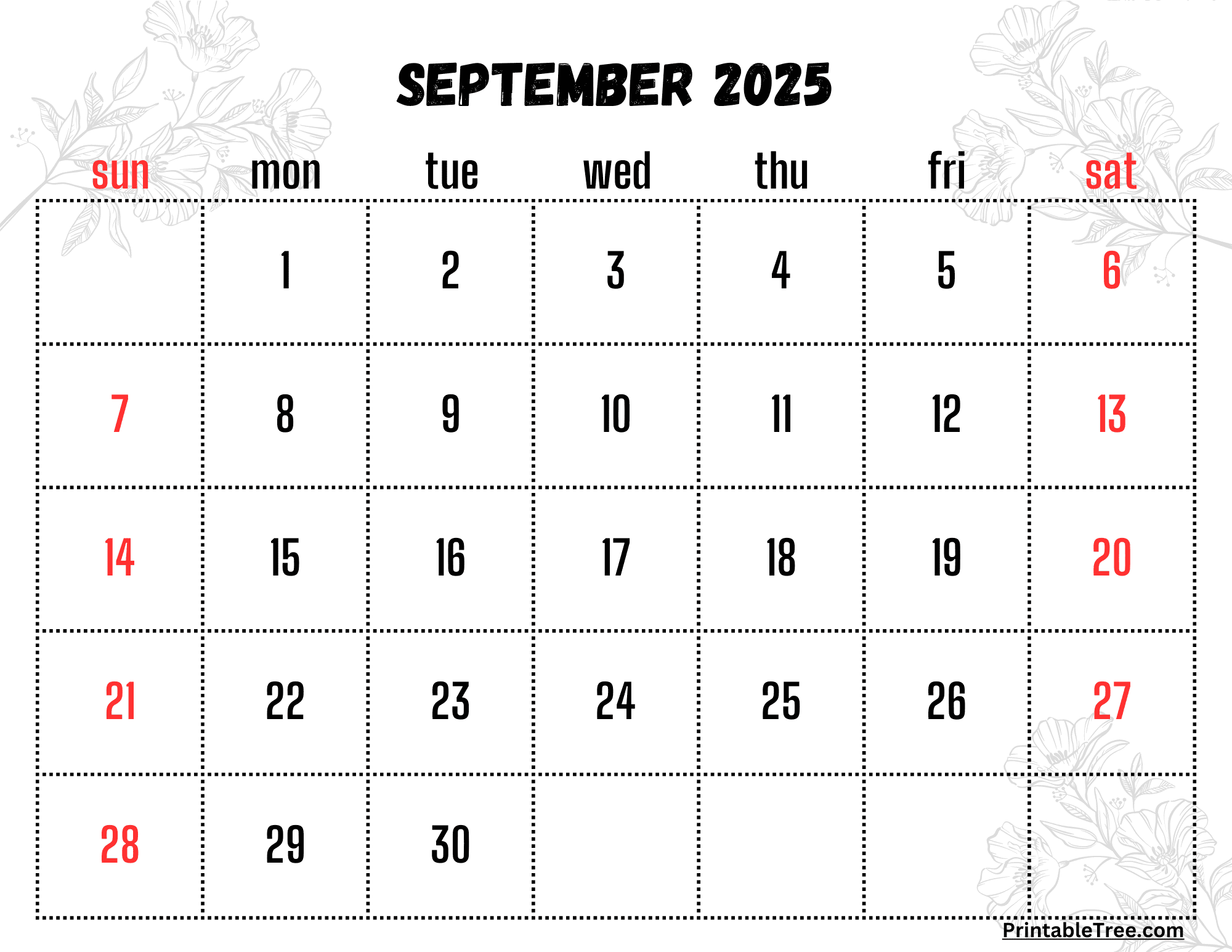 September 2025 Calendar Printable PDF Template With Holidays