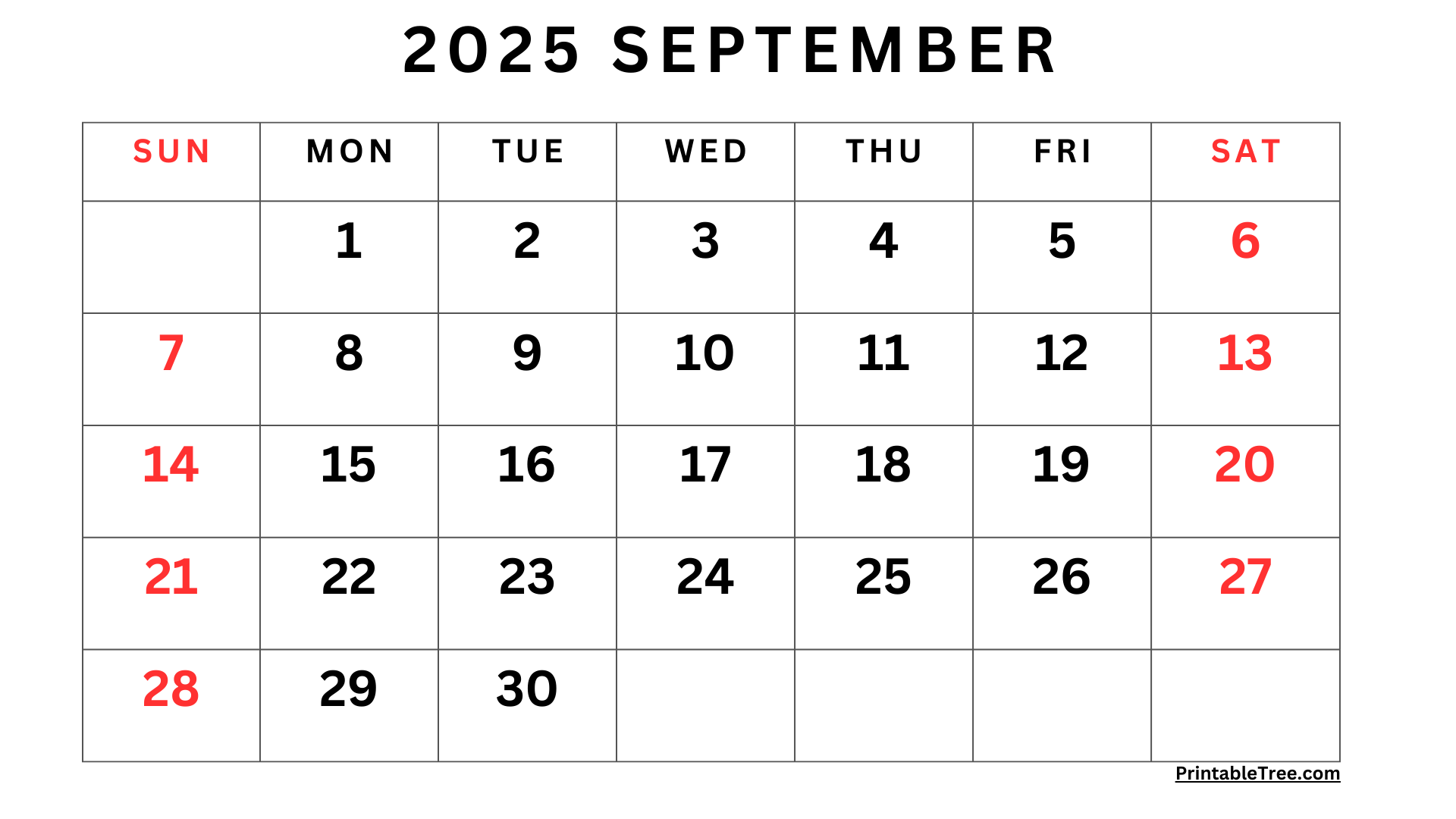 September 2025 Calendar Typecalendar