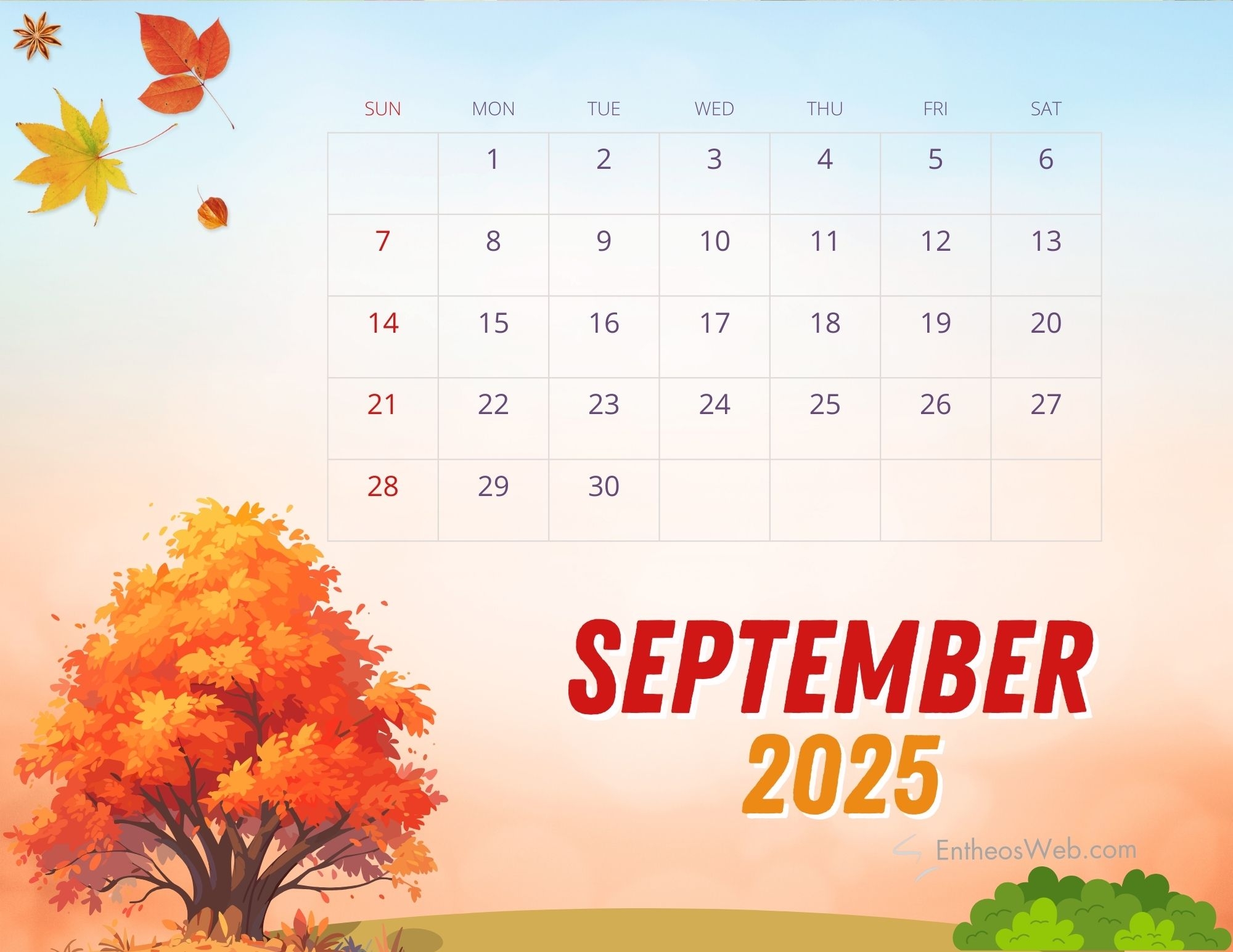 September 2025 Desktop Wallpaper Calendar