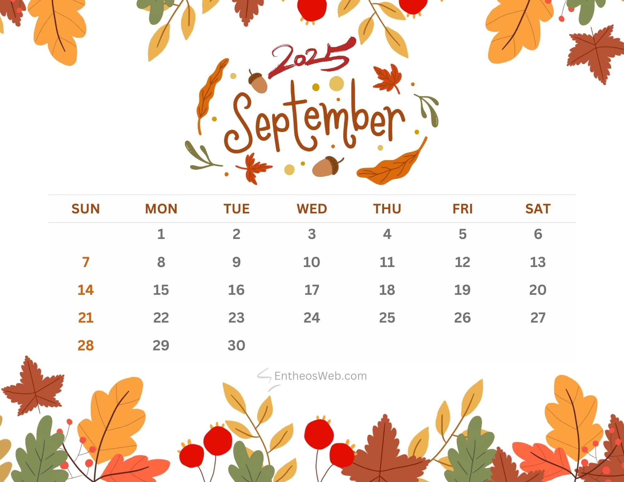 September 2025 Calendar Printables EntheosWeb