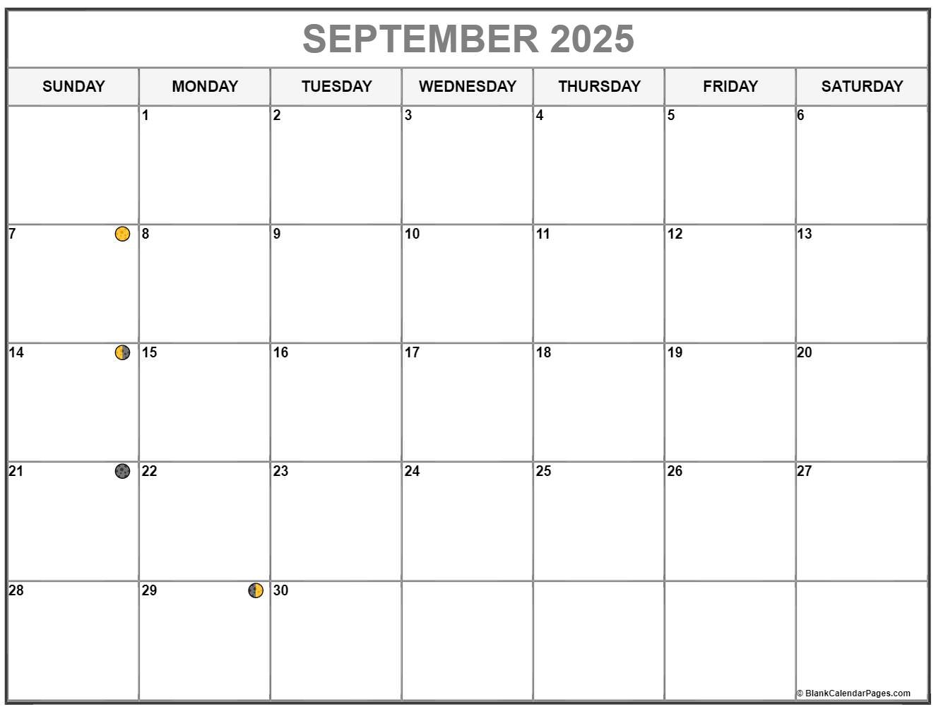 September 2025 Lunar Calendar Moon Phase Calendar