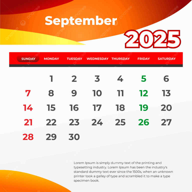September 2025 Wall Calendar Print And Post On Social Media Vector 