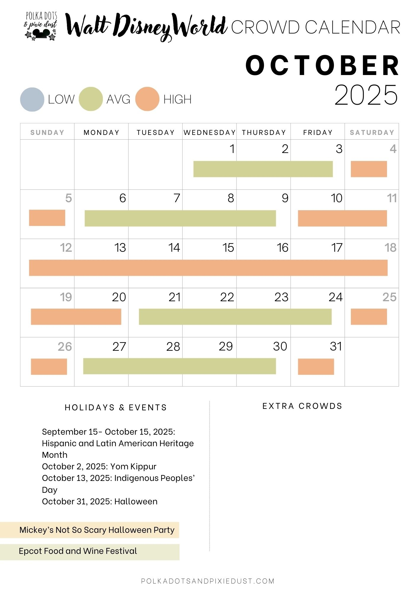 Disneyland Calendar October 2025