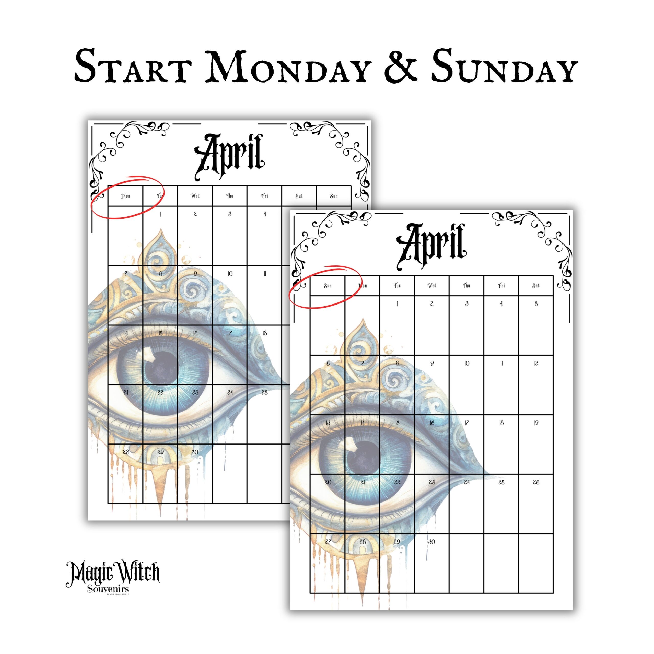 Witchy Goth 2025 Calendar Digital Download Pages Pagan 2025 Monthly Planner A4 A5 A6 And US Letter Size Printable Gothic Monthly Calendar Etsy