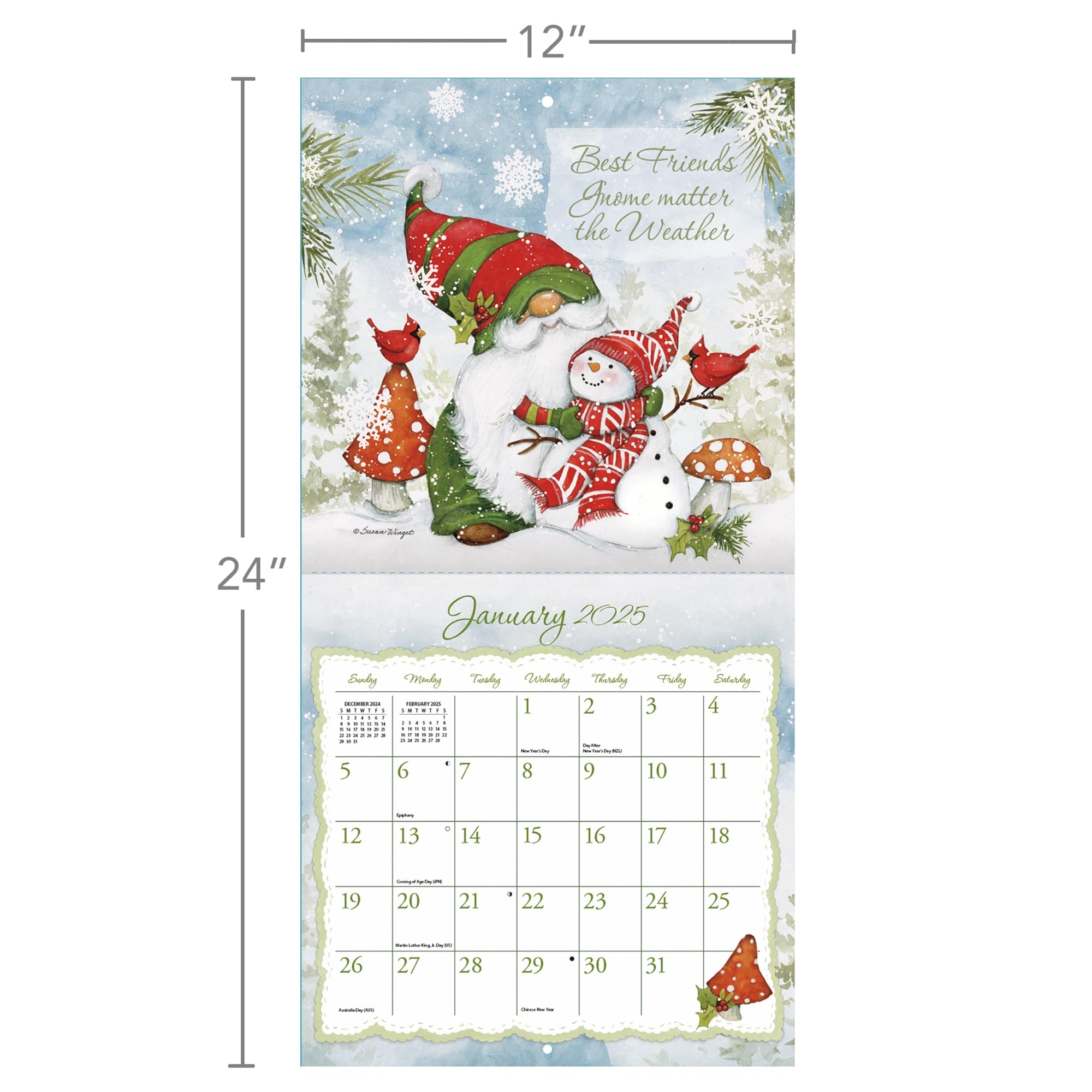 WSBL Gnomes 2025 12X12 Wall Calendar 25997001752 Amazon co uk Stationery U0026 Office Supplies