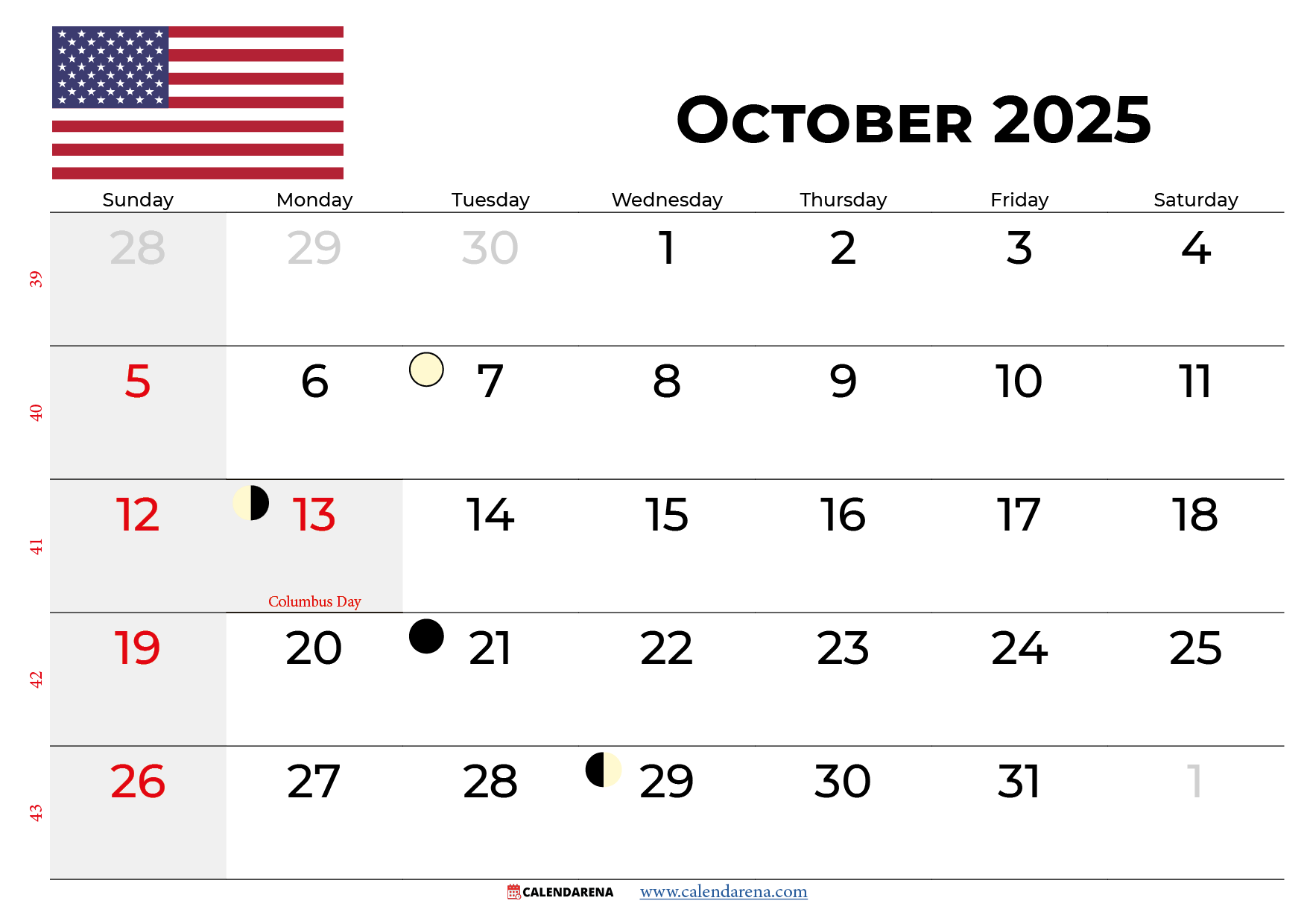 October National Days 2025 Calendar