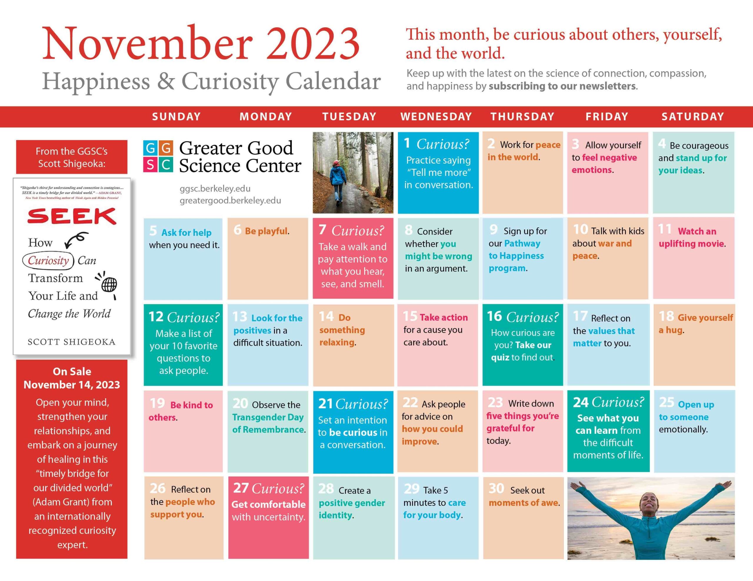 Your Happiness U0026 Curiosity Calendar For November 2023