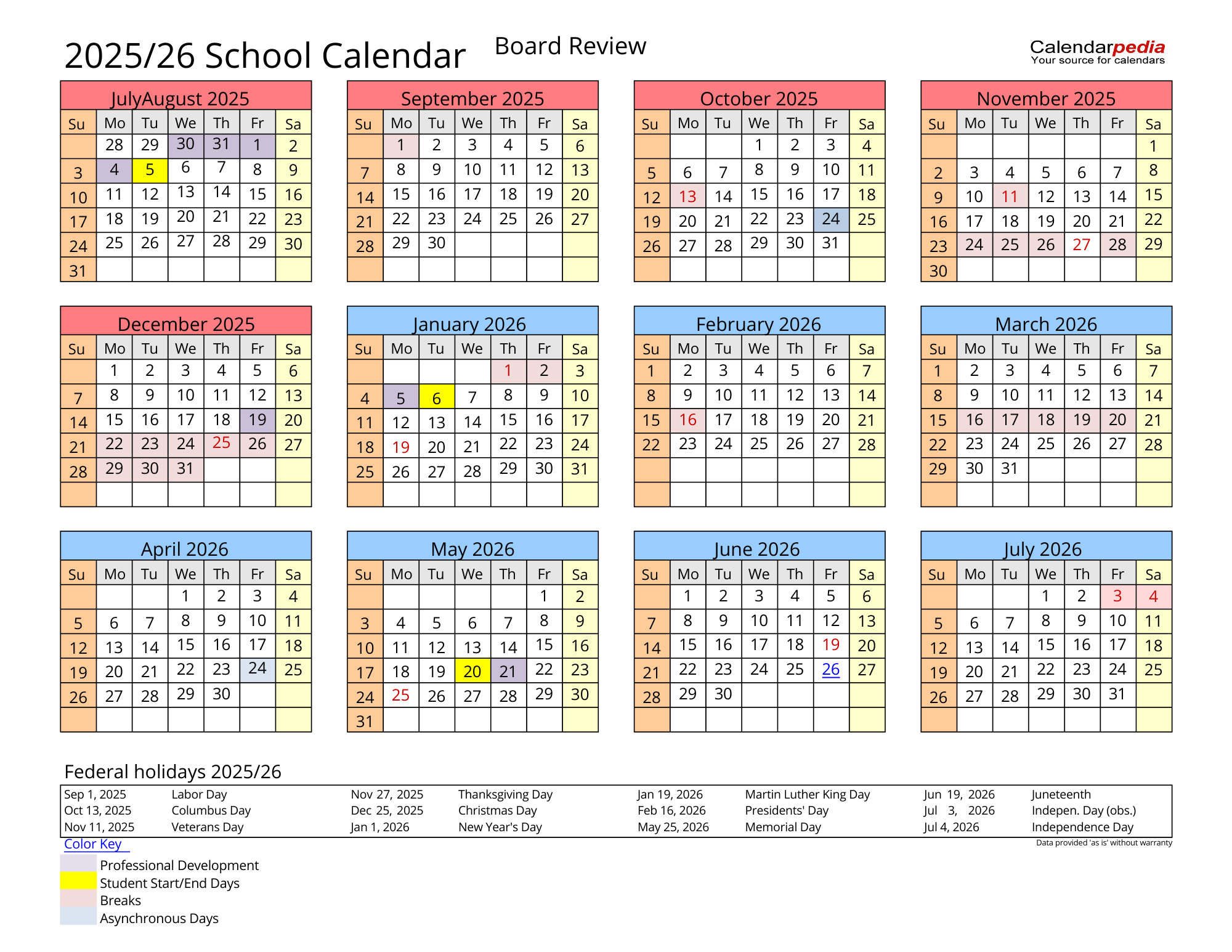 Augusta County Public Schools Calendar 2025-25