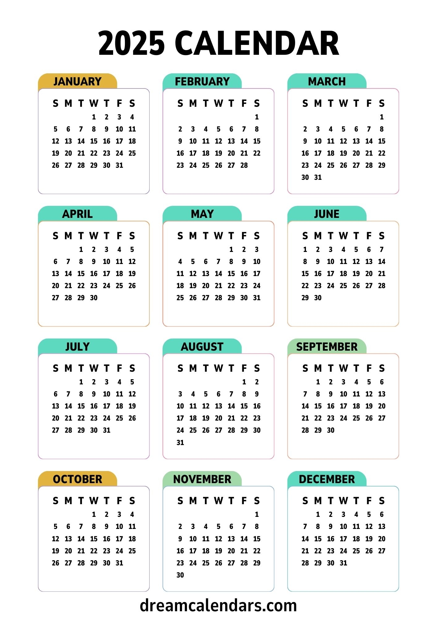 Julian 2025 Calendar Printable